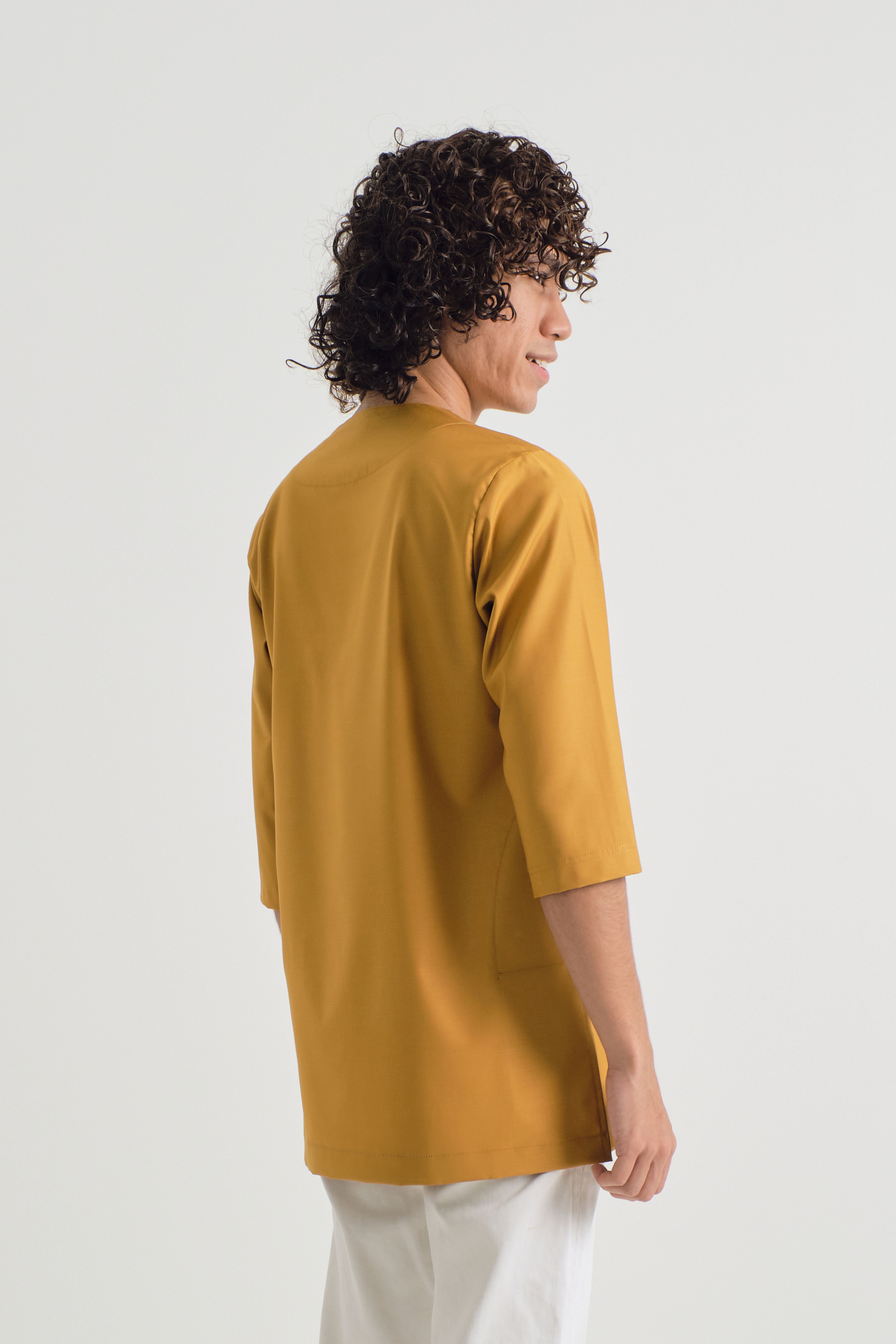 Patawali Three Quarter Sleeve Top - Mustard Yellow