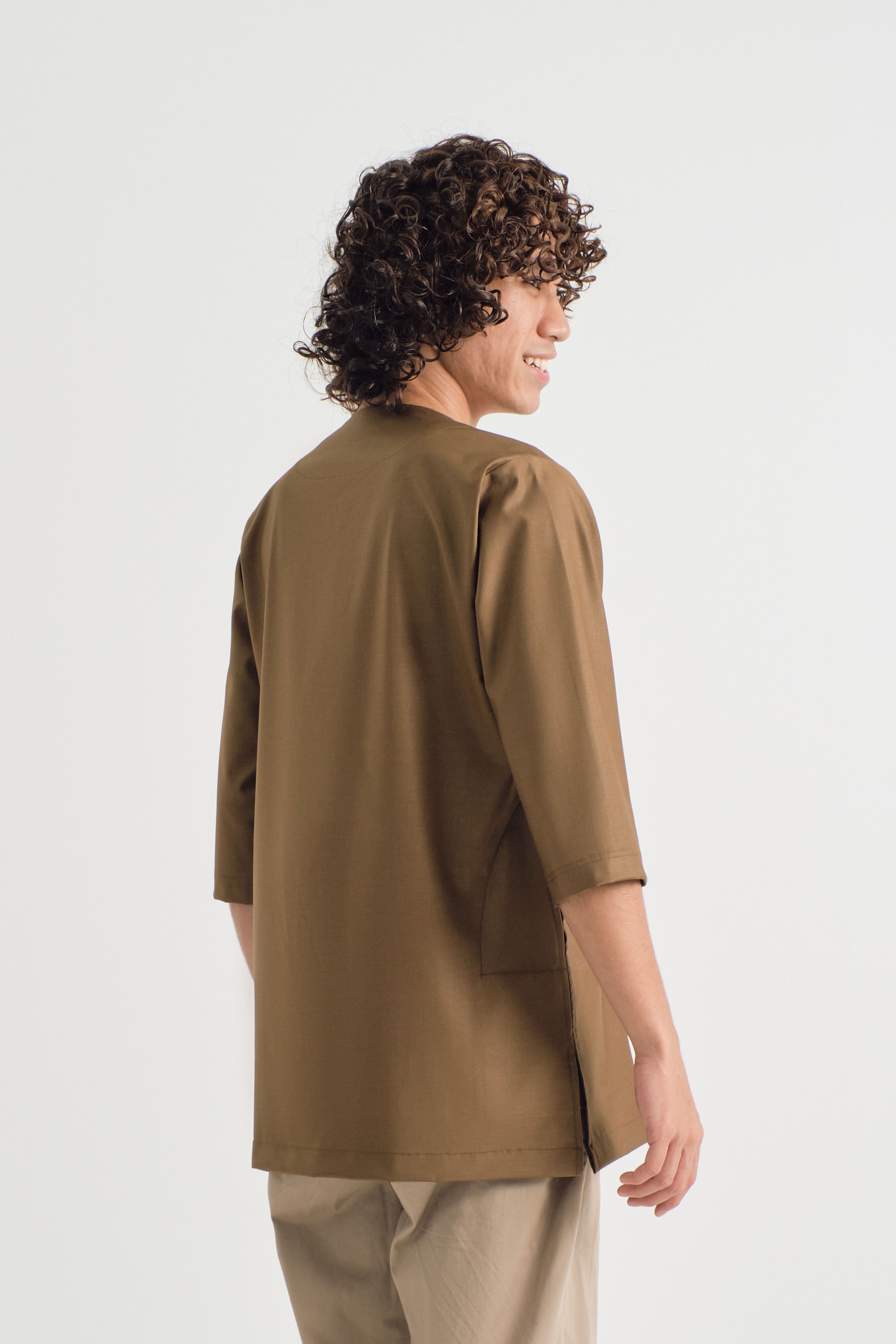 Patawali Three Quarter Sleeve Top - Walnut