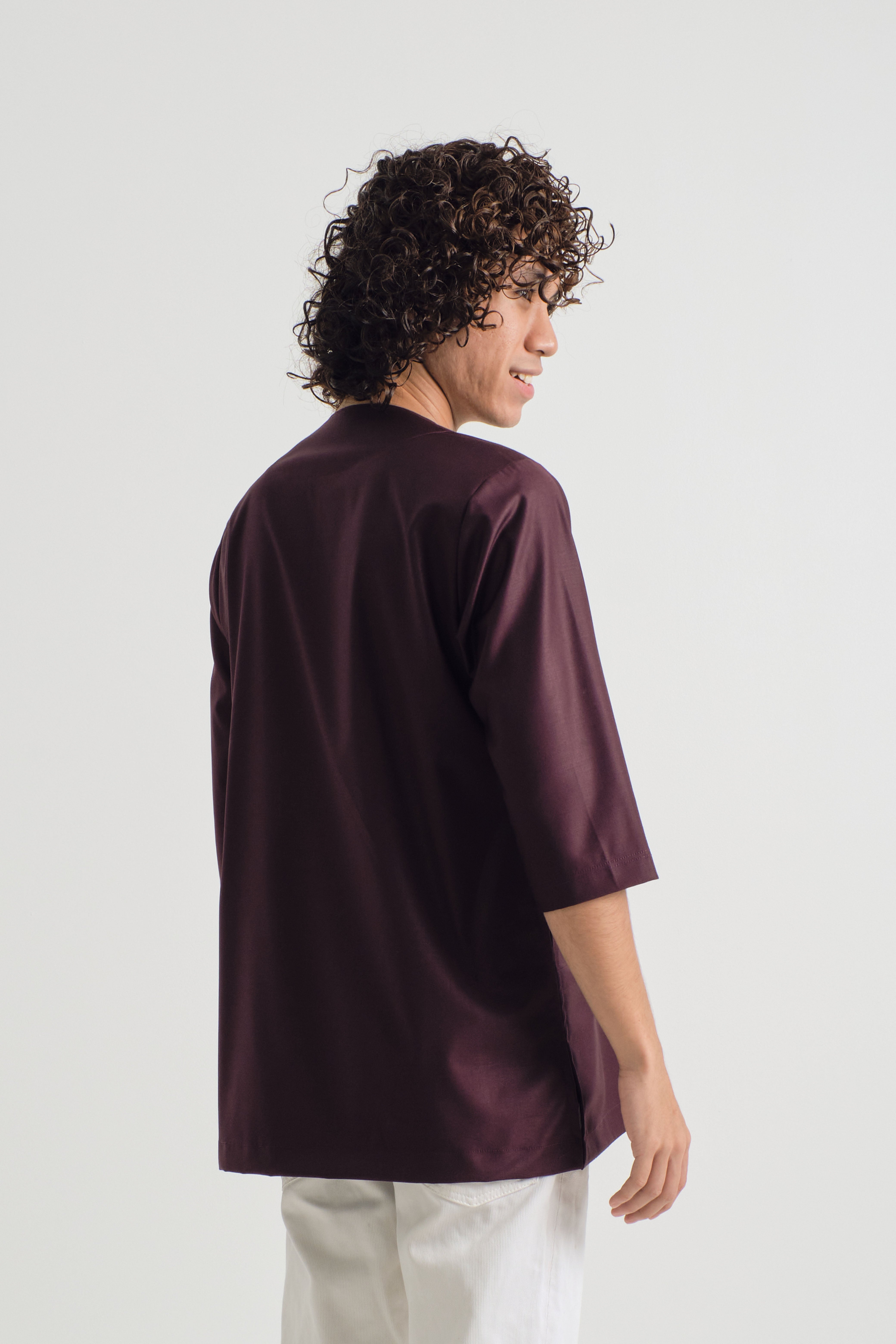 Patawali Three Quarter Sleeve Top - Plum