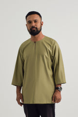 Patawali Three Quarter Sleeve Top - Moss Green