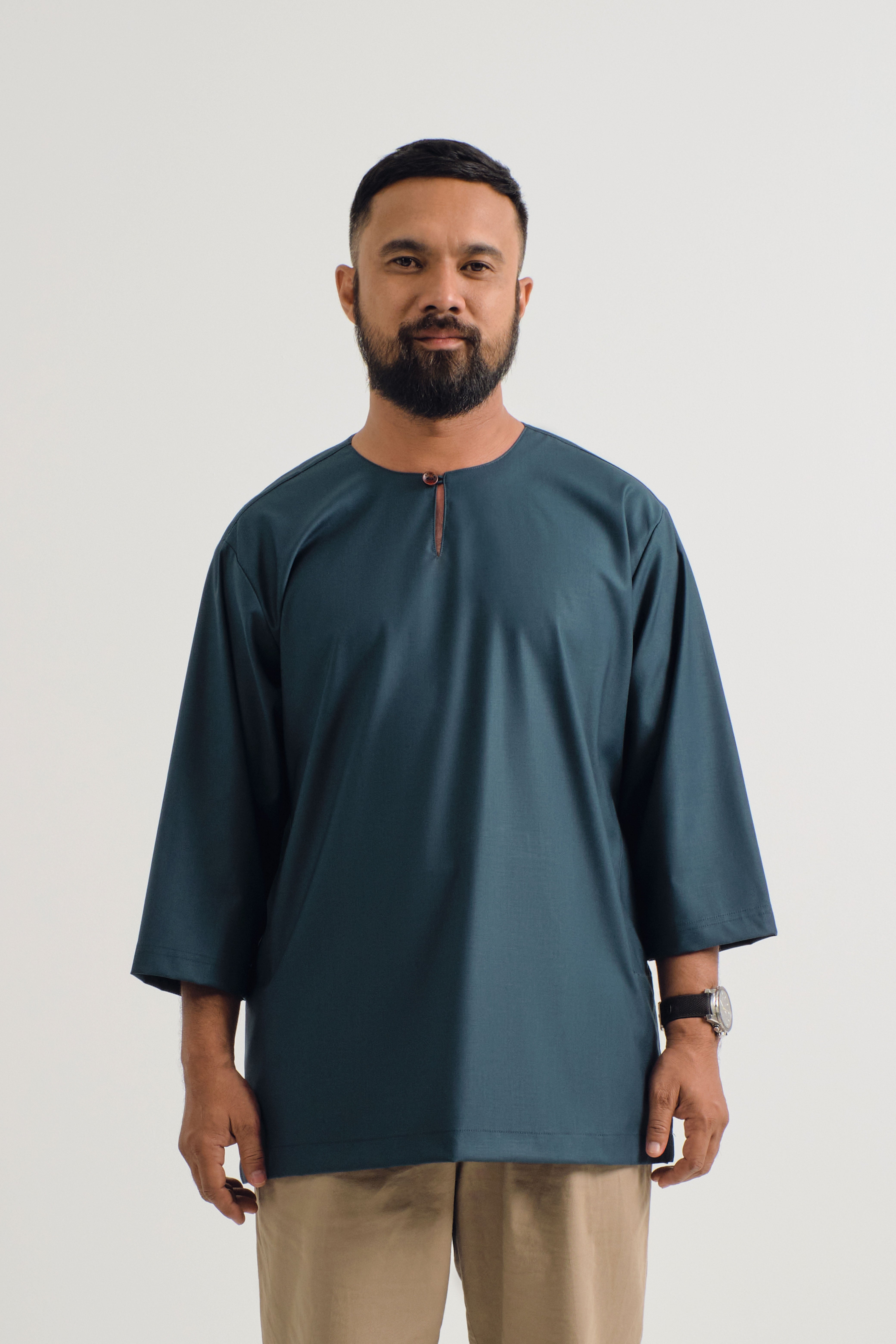 Patawali Three Quarter Sleeve Top - Peacock Green