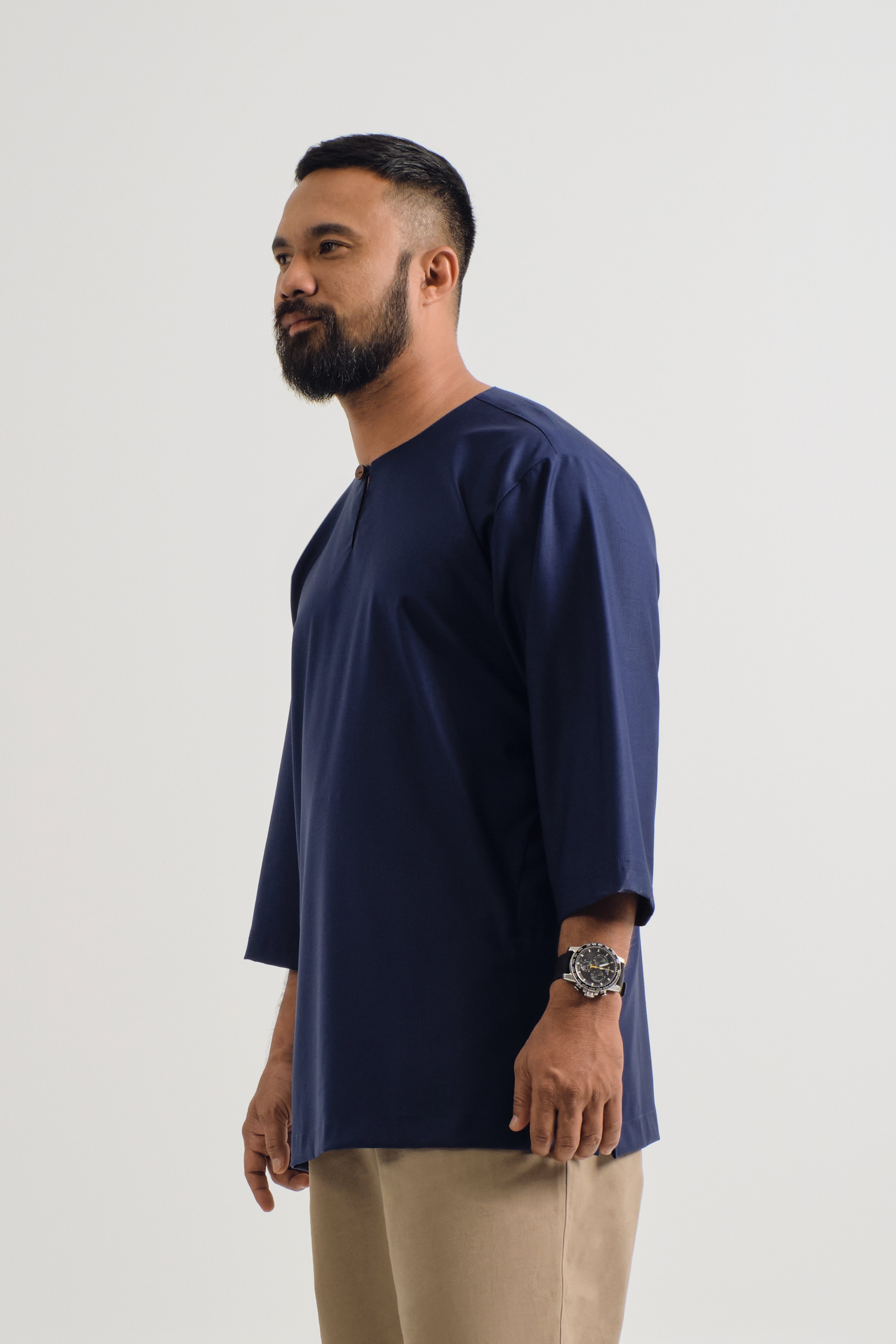 Patawali Three Quarter Sleeve Top - Dark Navy