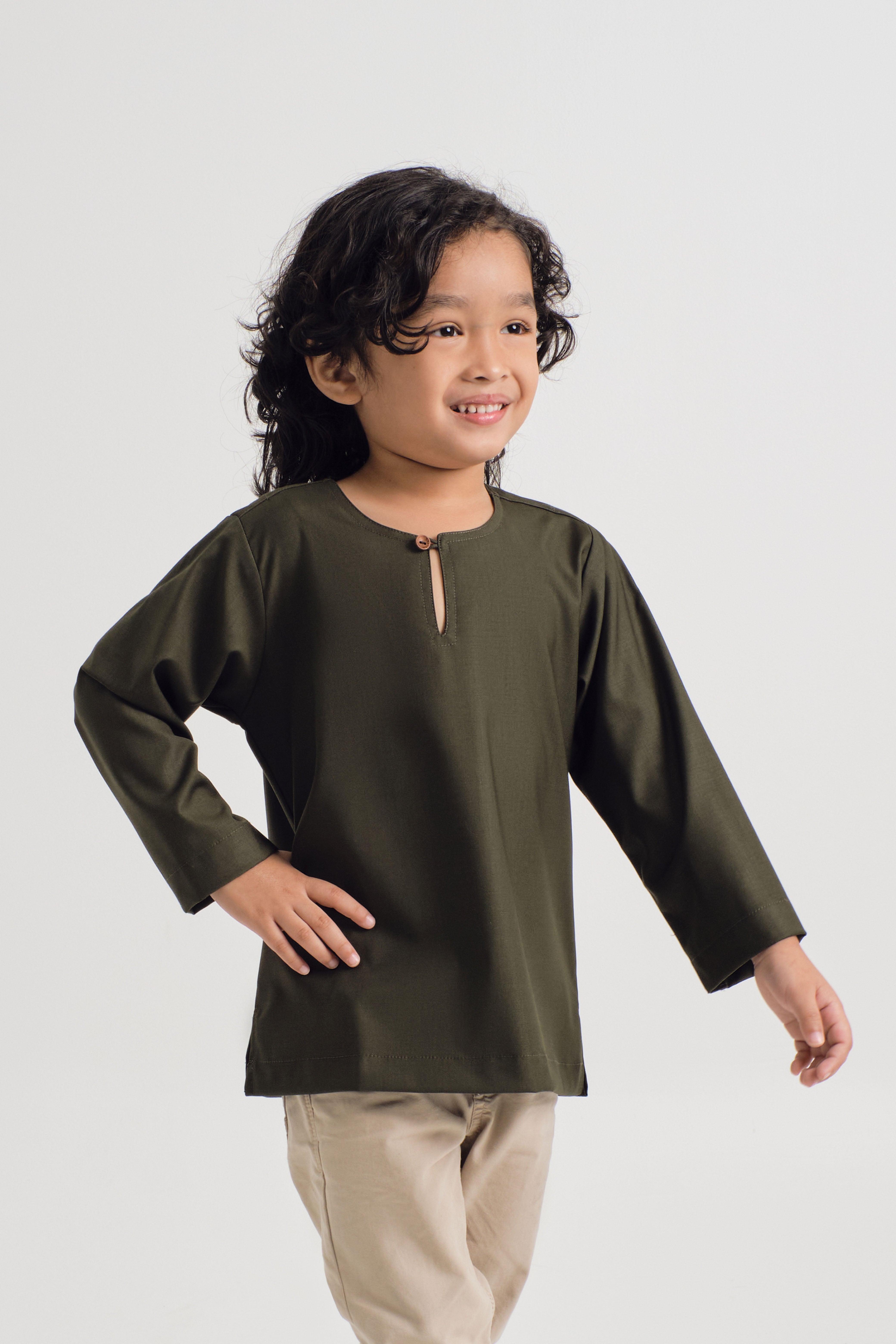 Patawali Boys Top - Dark Army Green