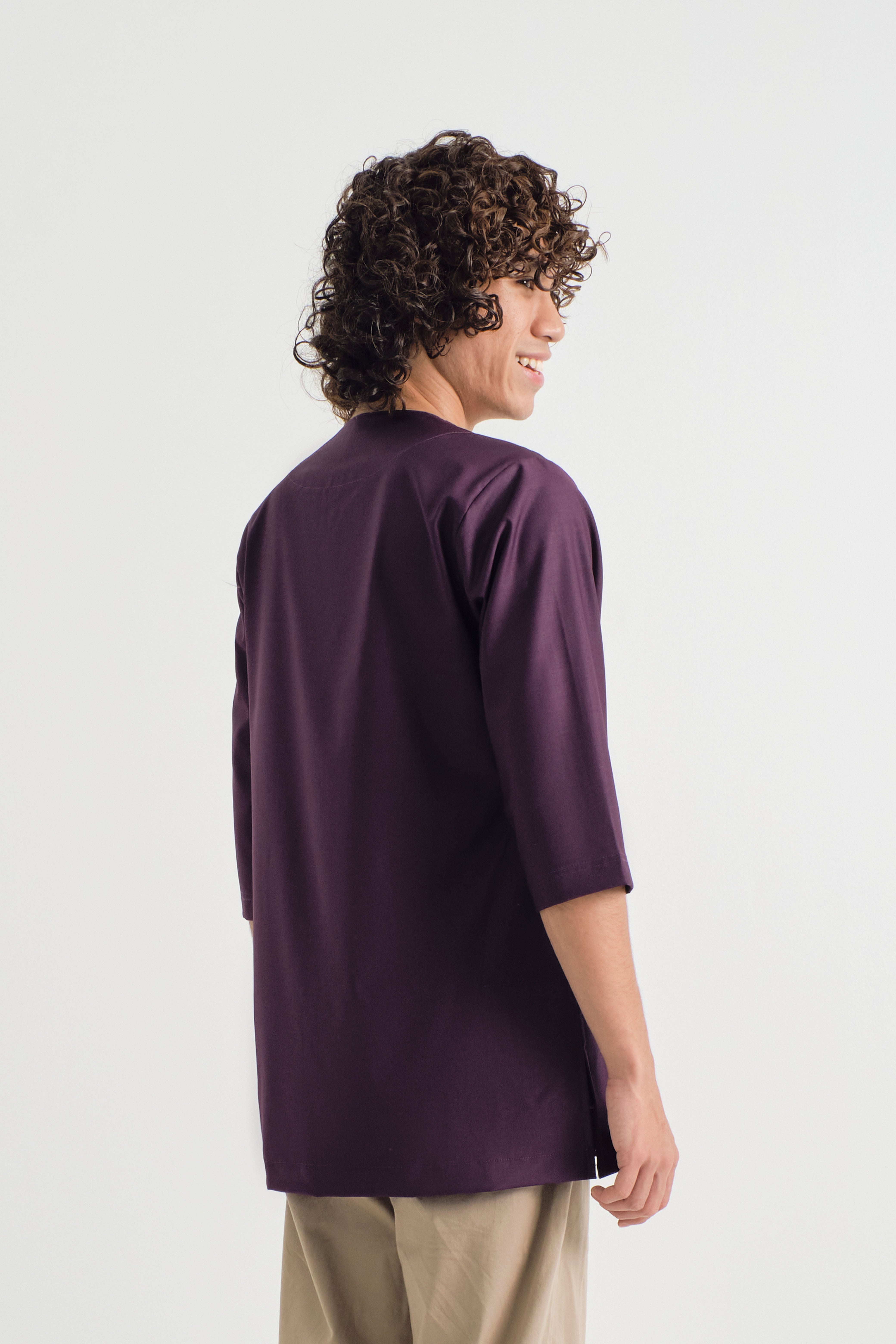 Patawali Three Quarter Sleeve Top - Dark Purple