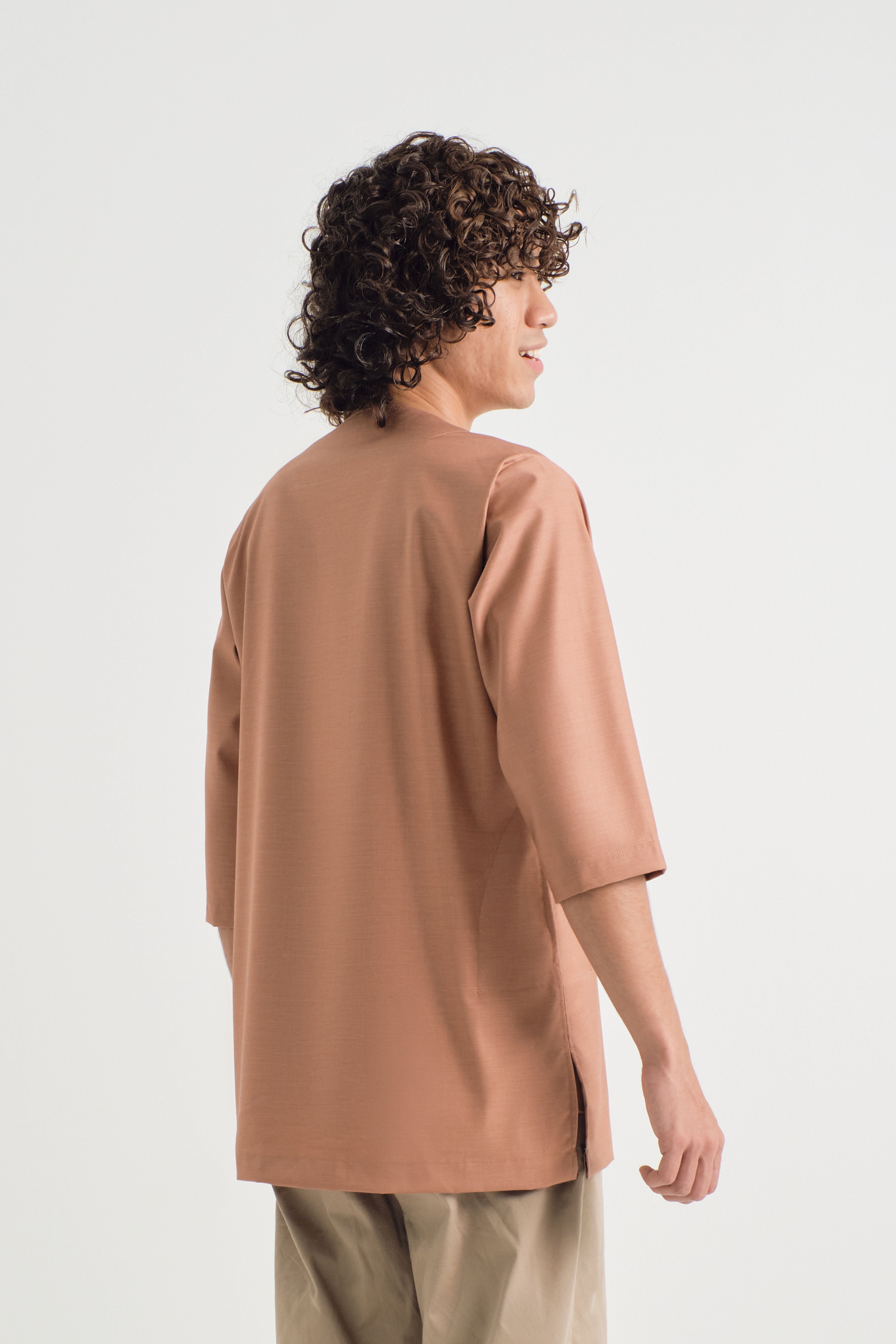 Patawali Three Quarter Sleeve Top - Clay Brown