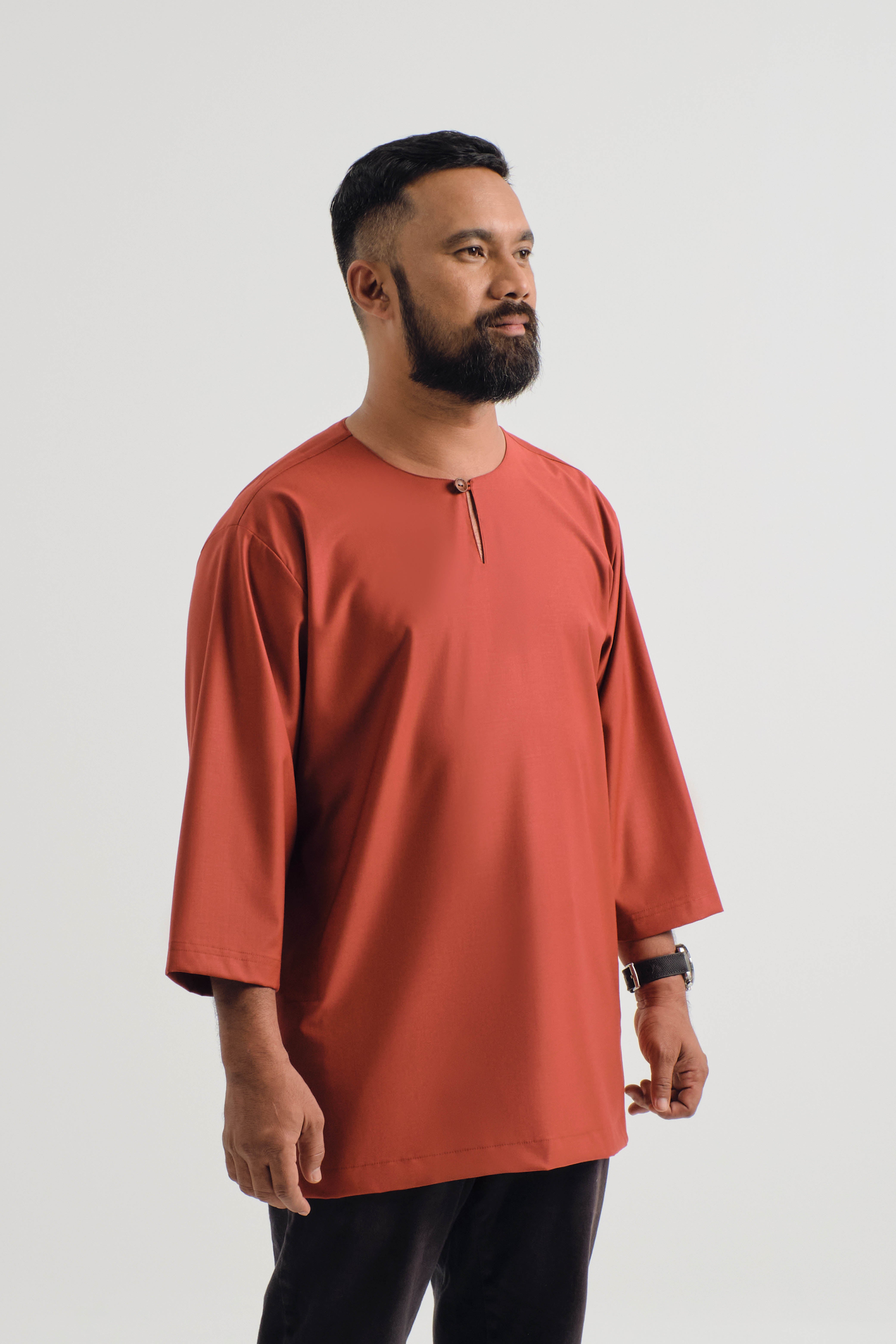 Patawali Three Quarter Sleeve Top - Brick Red