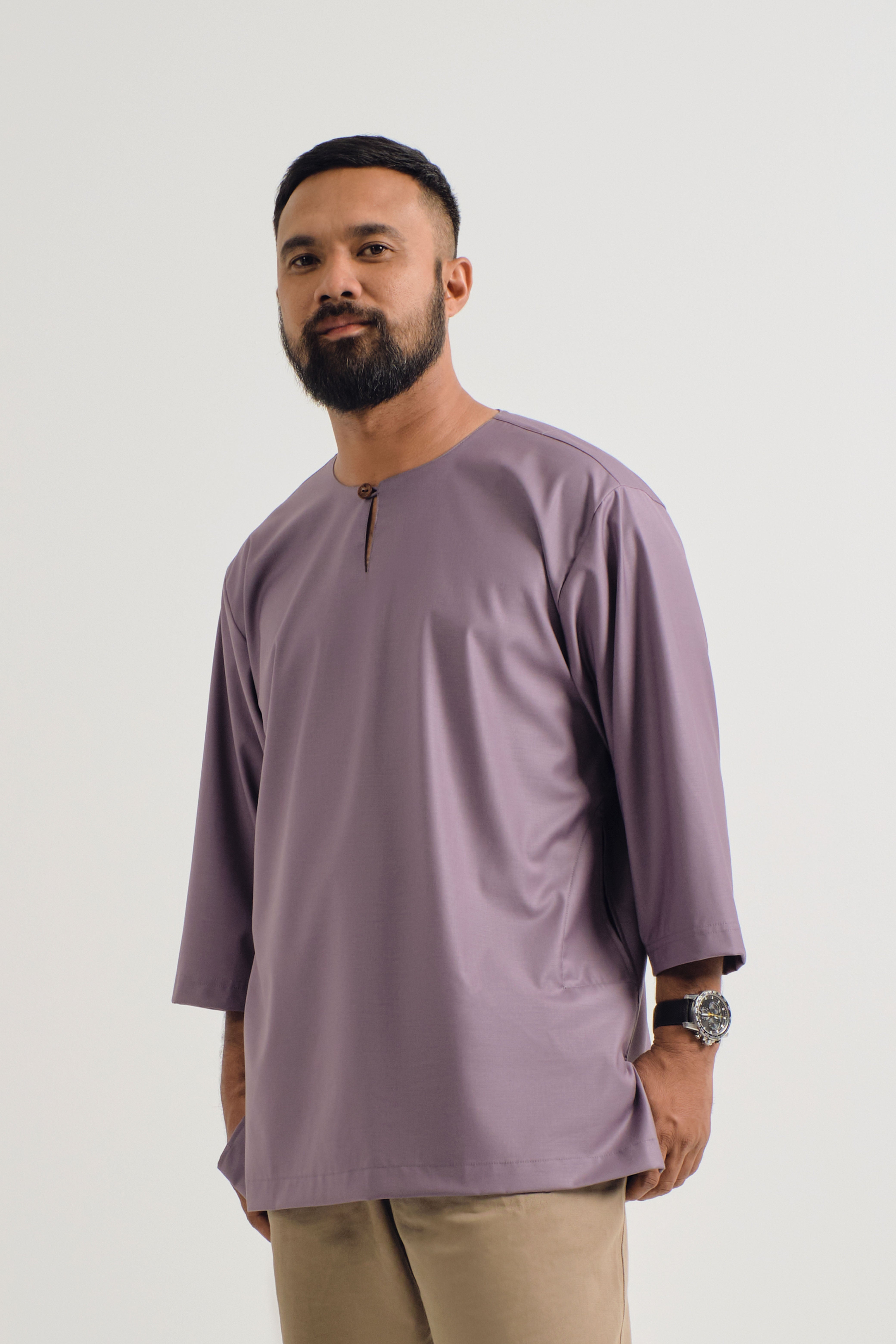 Patawali Three Quarter Sleeve Top - Dusty Lilac