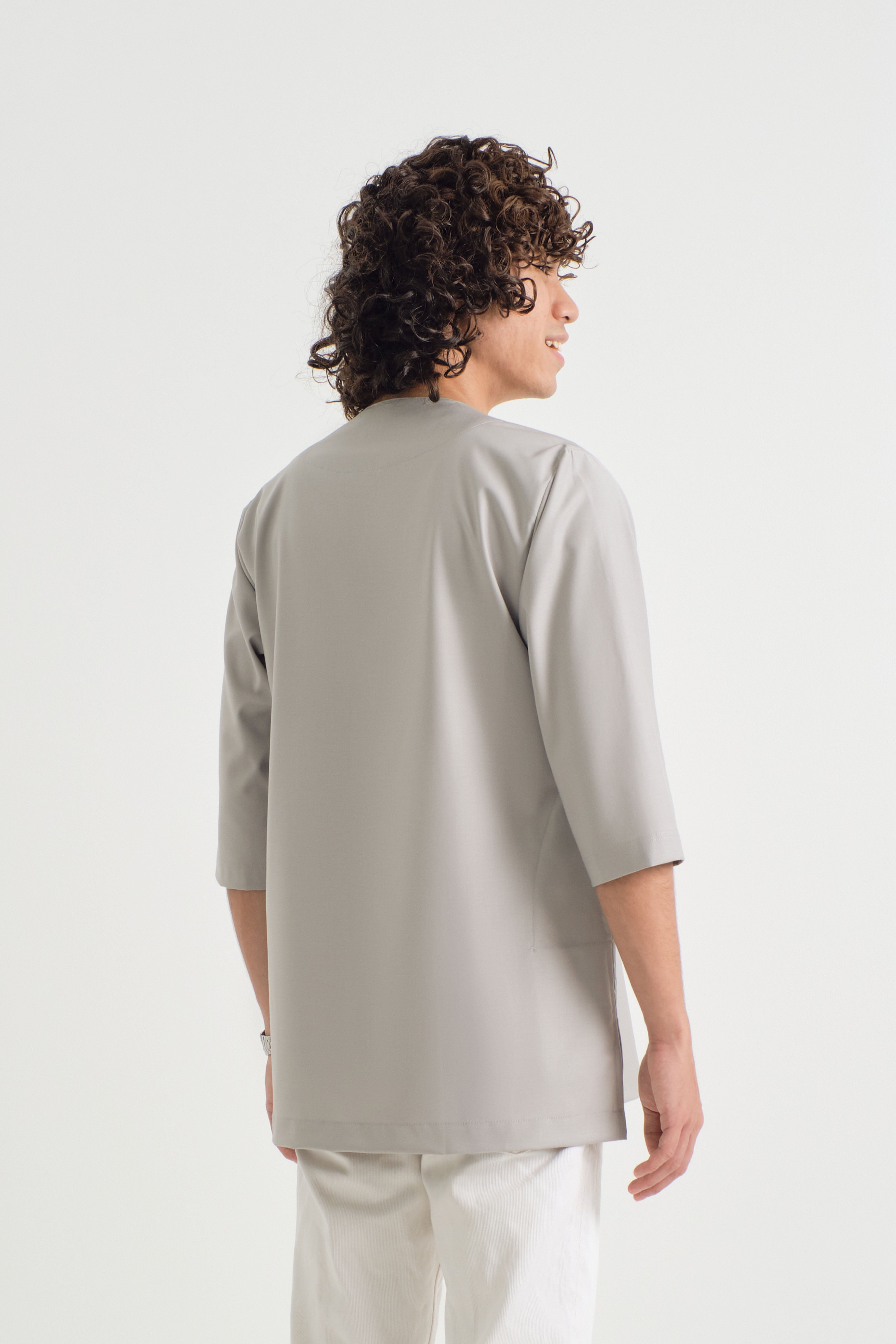 Patawali Three Quarter Sleeve Top - Ash Grey