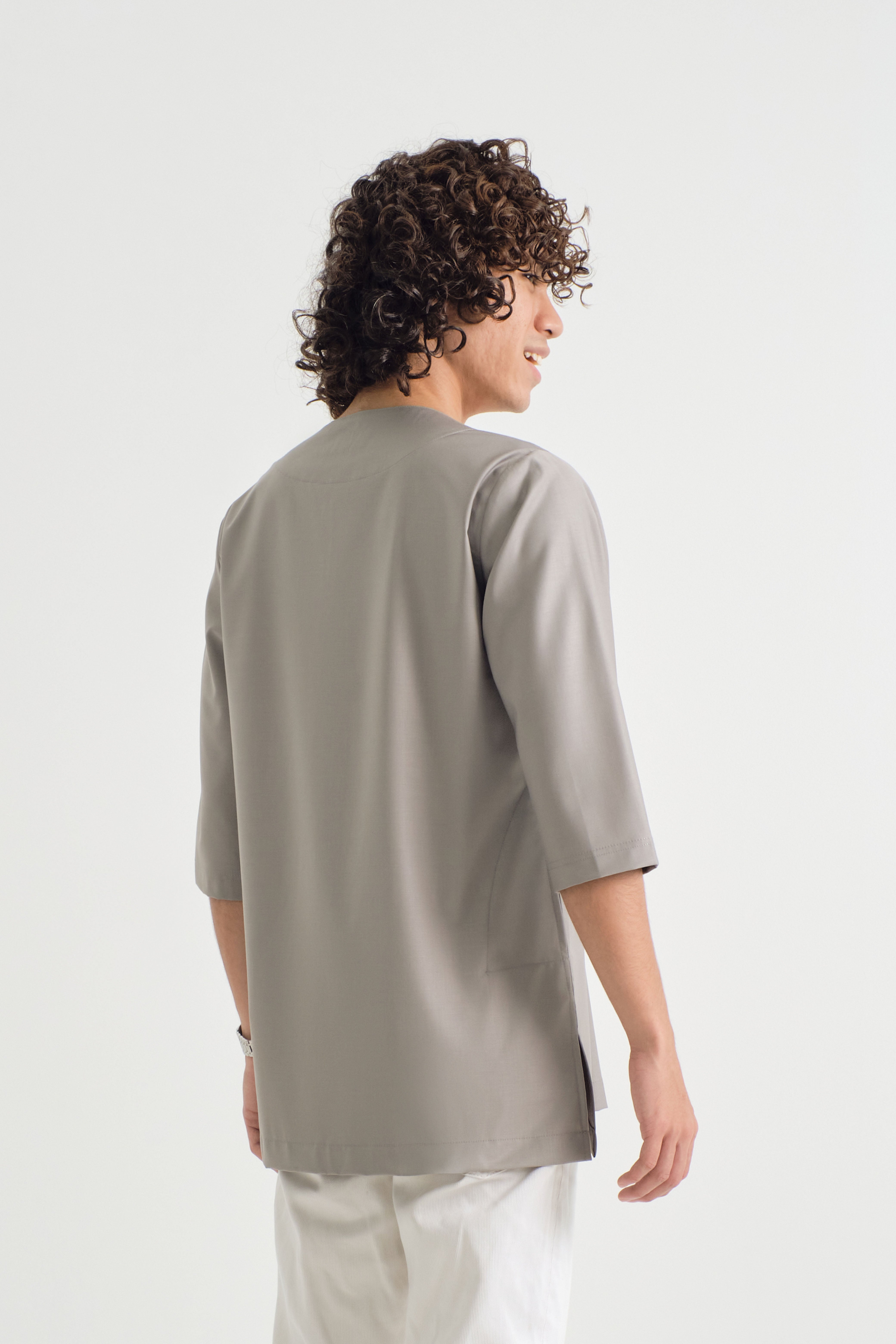 Patawali Three Quarter Sleeve Top - Muted Grey