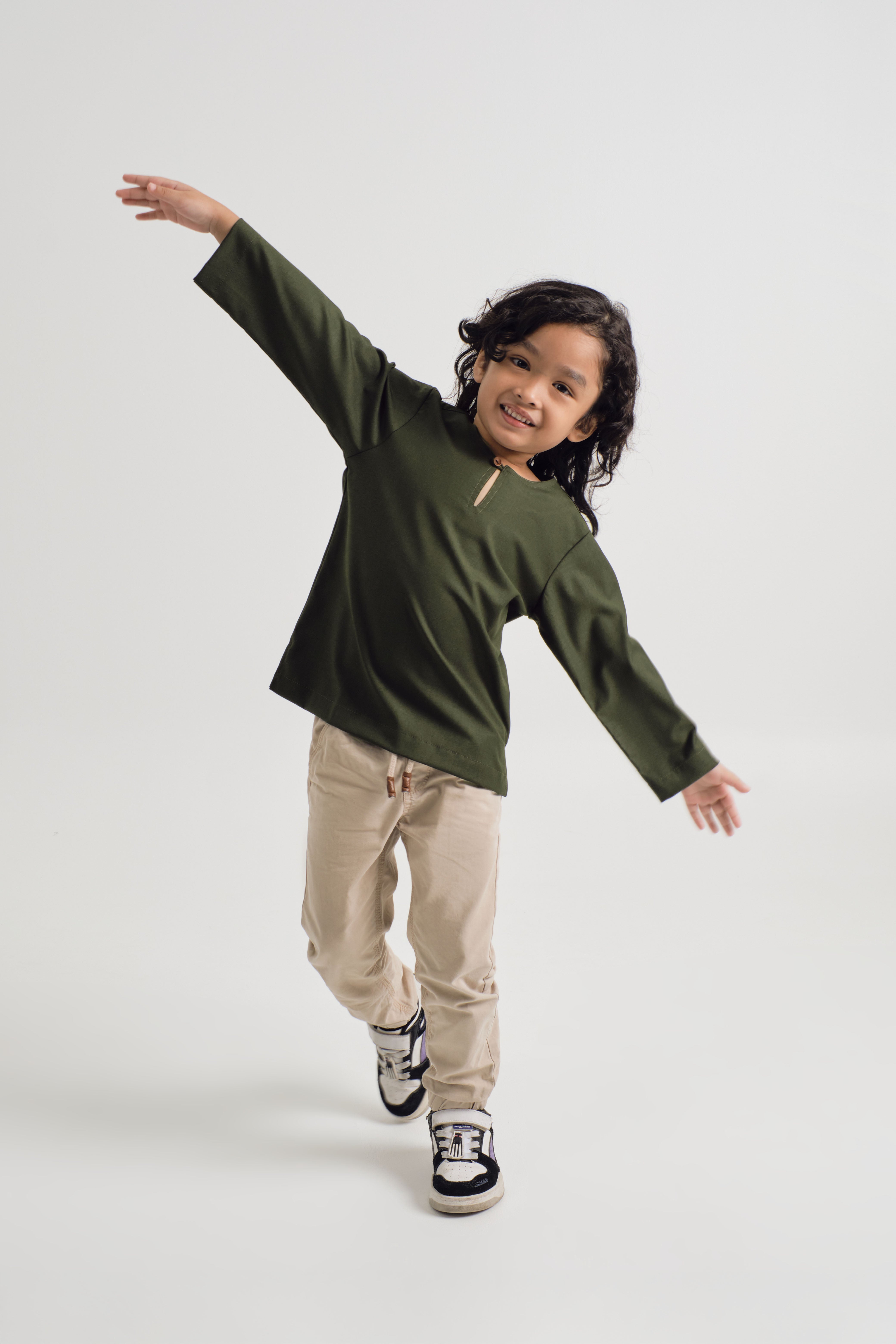 Patawali Boys Top - Dark Army Green