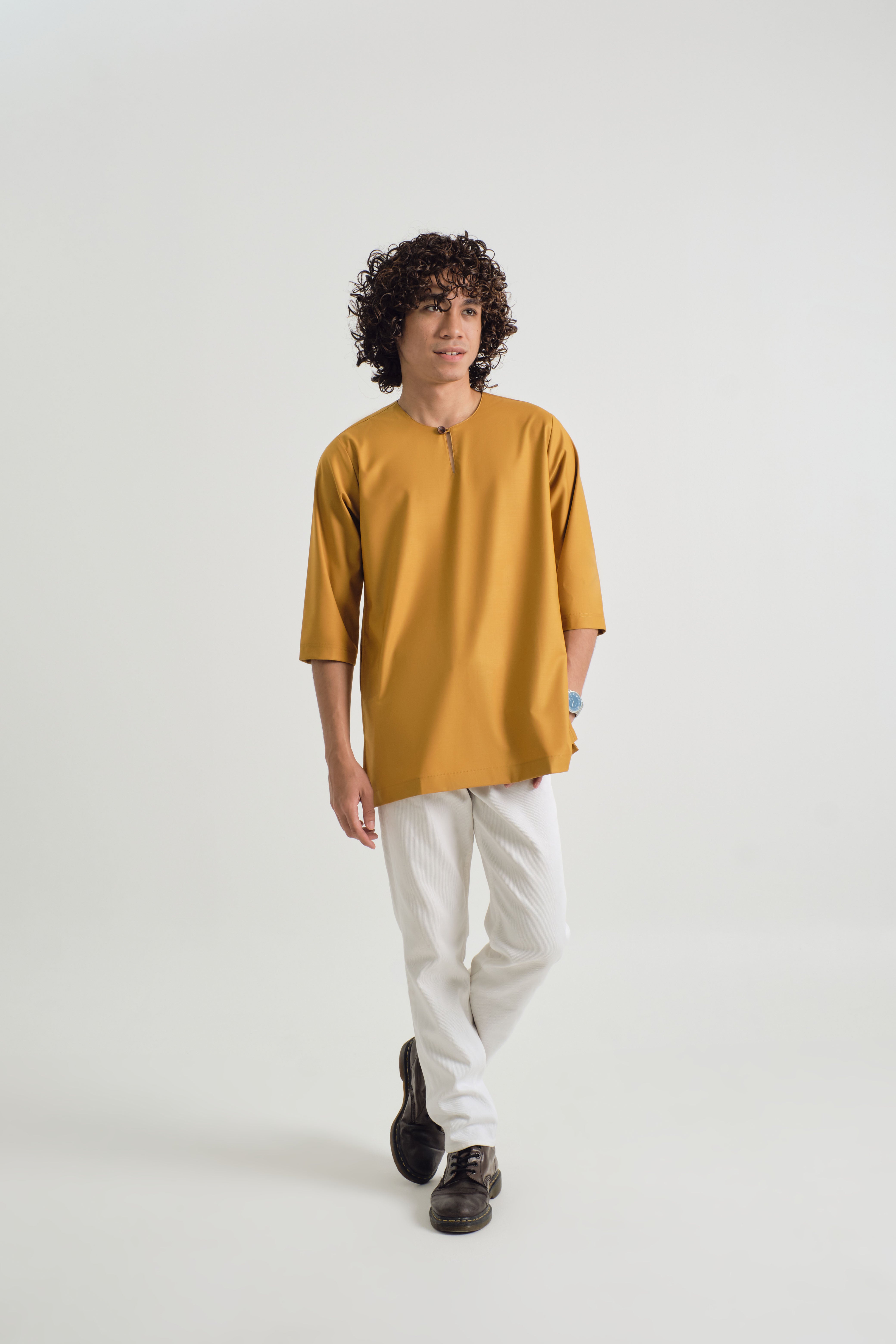 Patawali Three Quarter Sleeve Top - Mustard Yellow