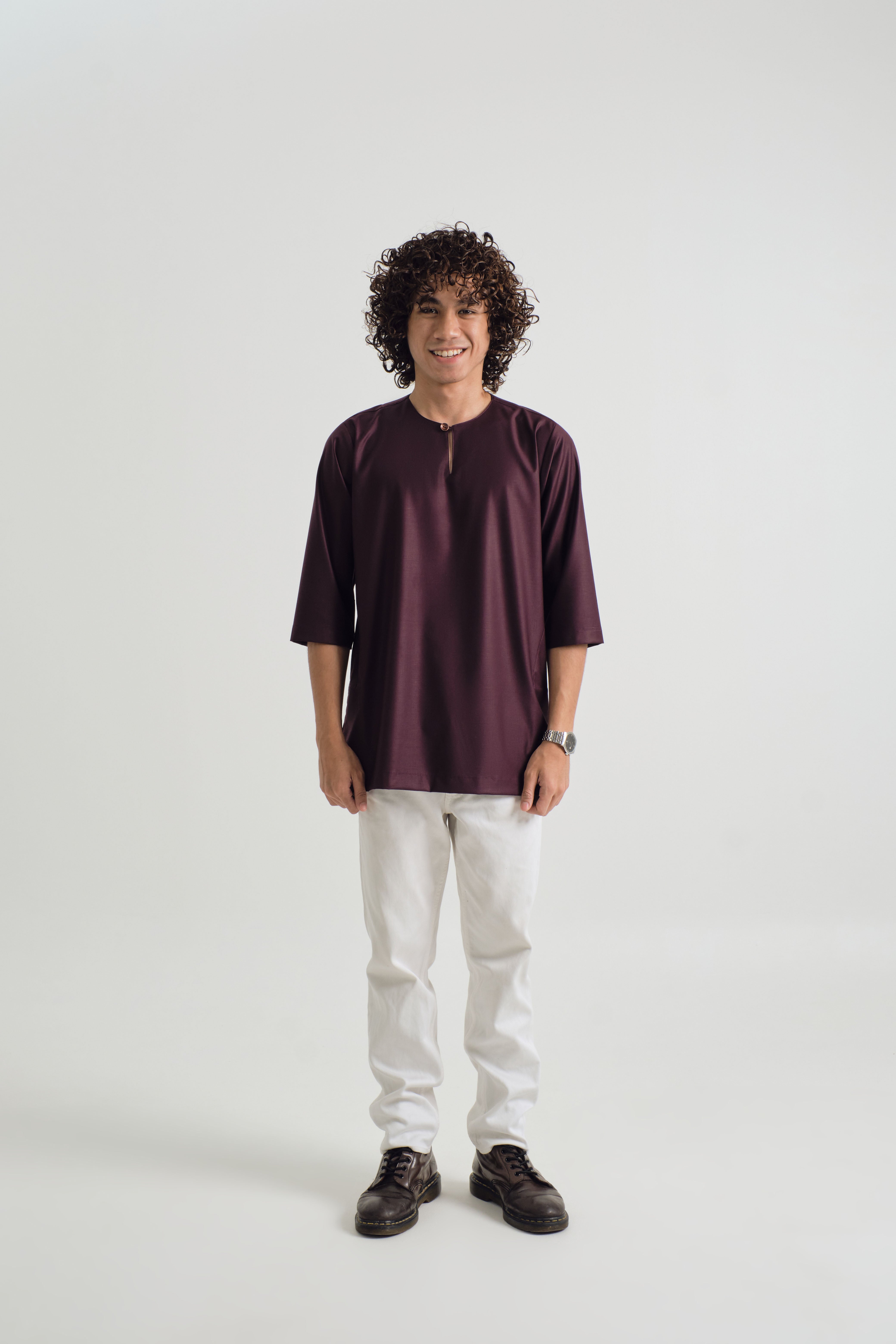 Patawali Three Quarter Sleeve Top - Plum