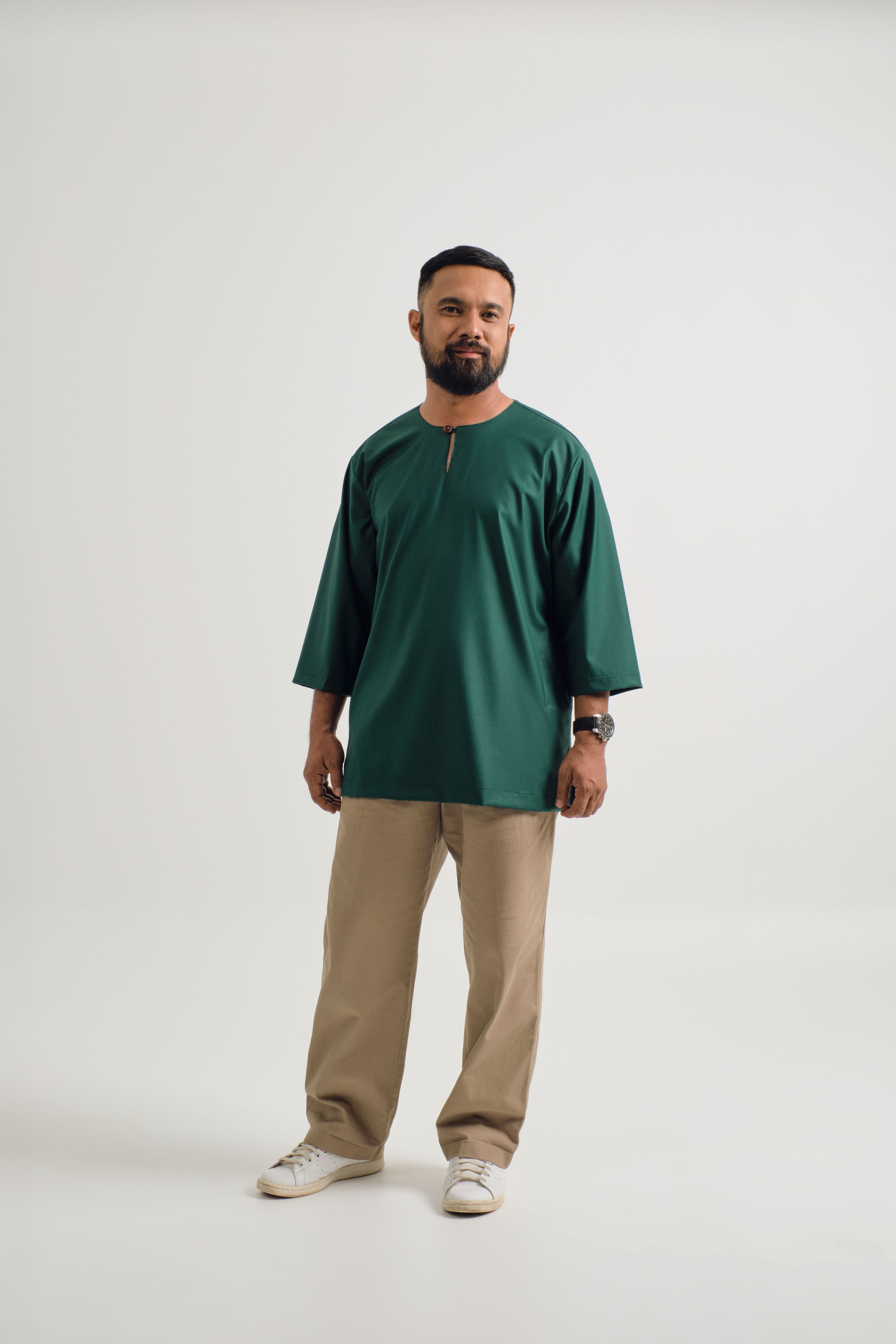 Patawali Three Quarter Sleeve Top - Emerald Green