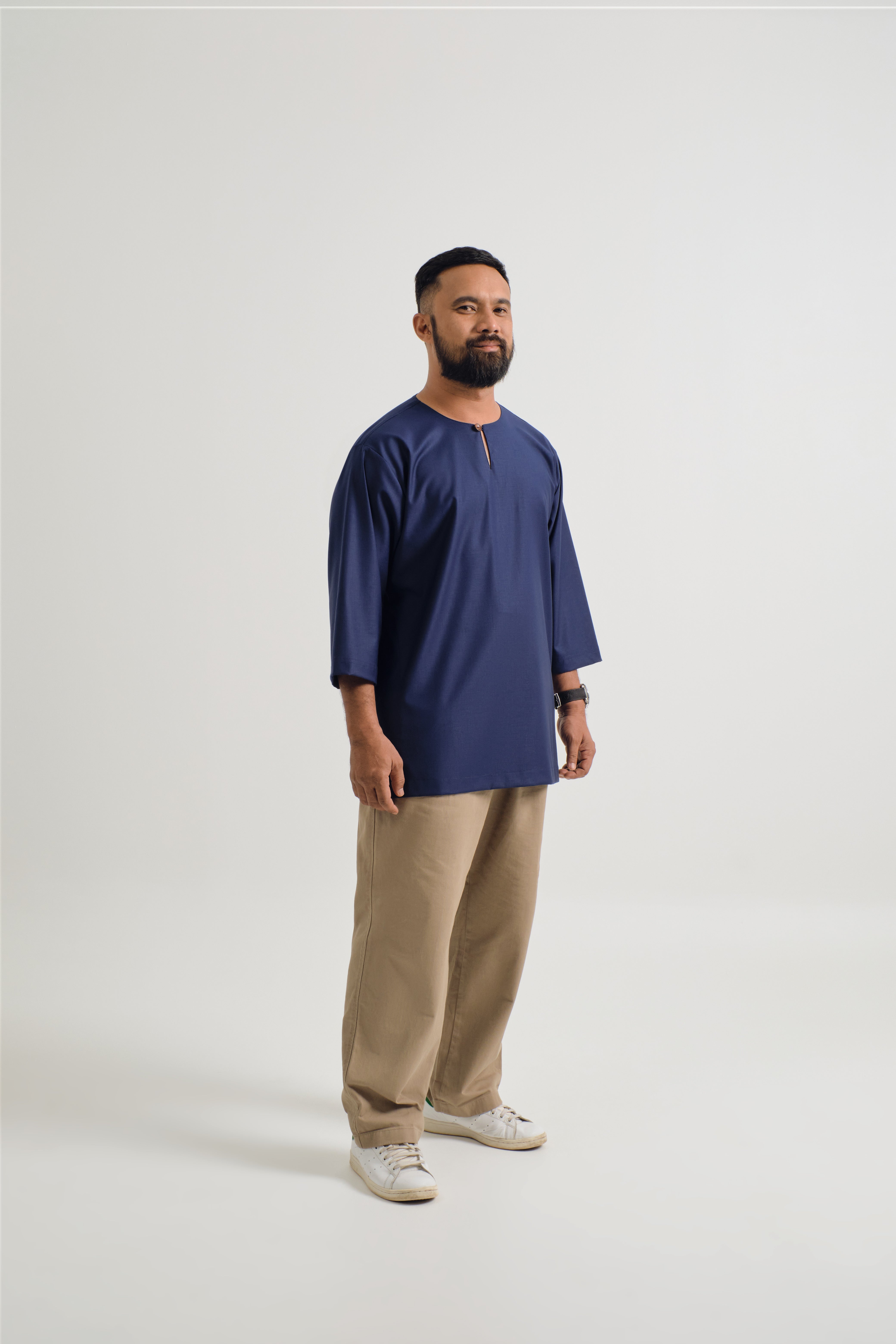 Patawali Three Quarter Sleeve Top - Dark Navy