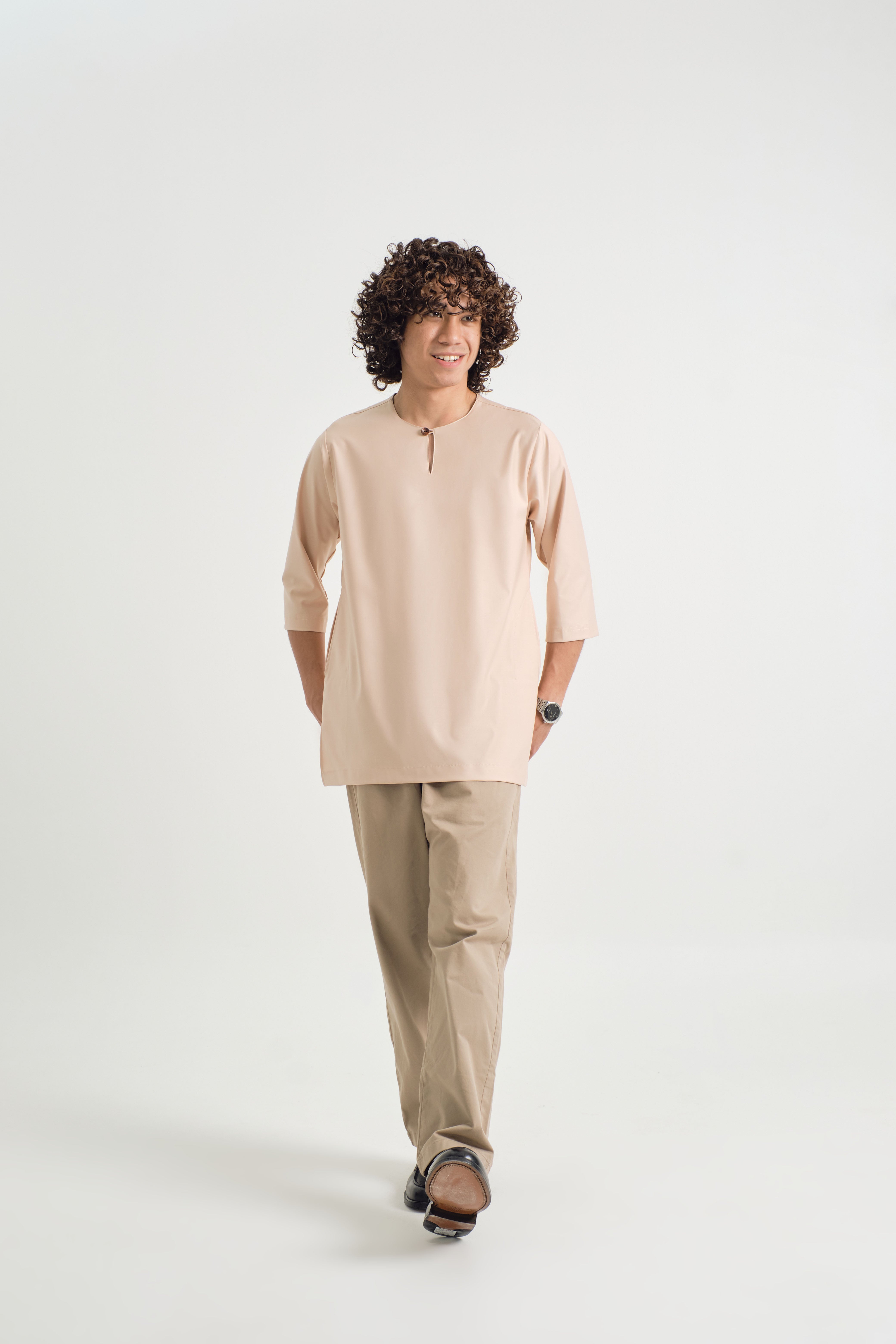 Patawali Three Quarter Sleeve Top - Soft Peach