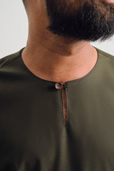 Patawali Three Quarter Sleeve Top - Dark Army Green