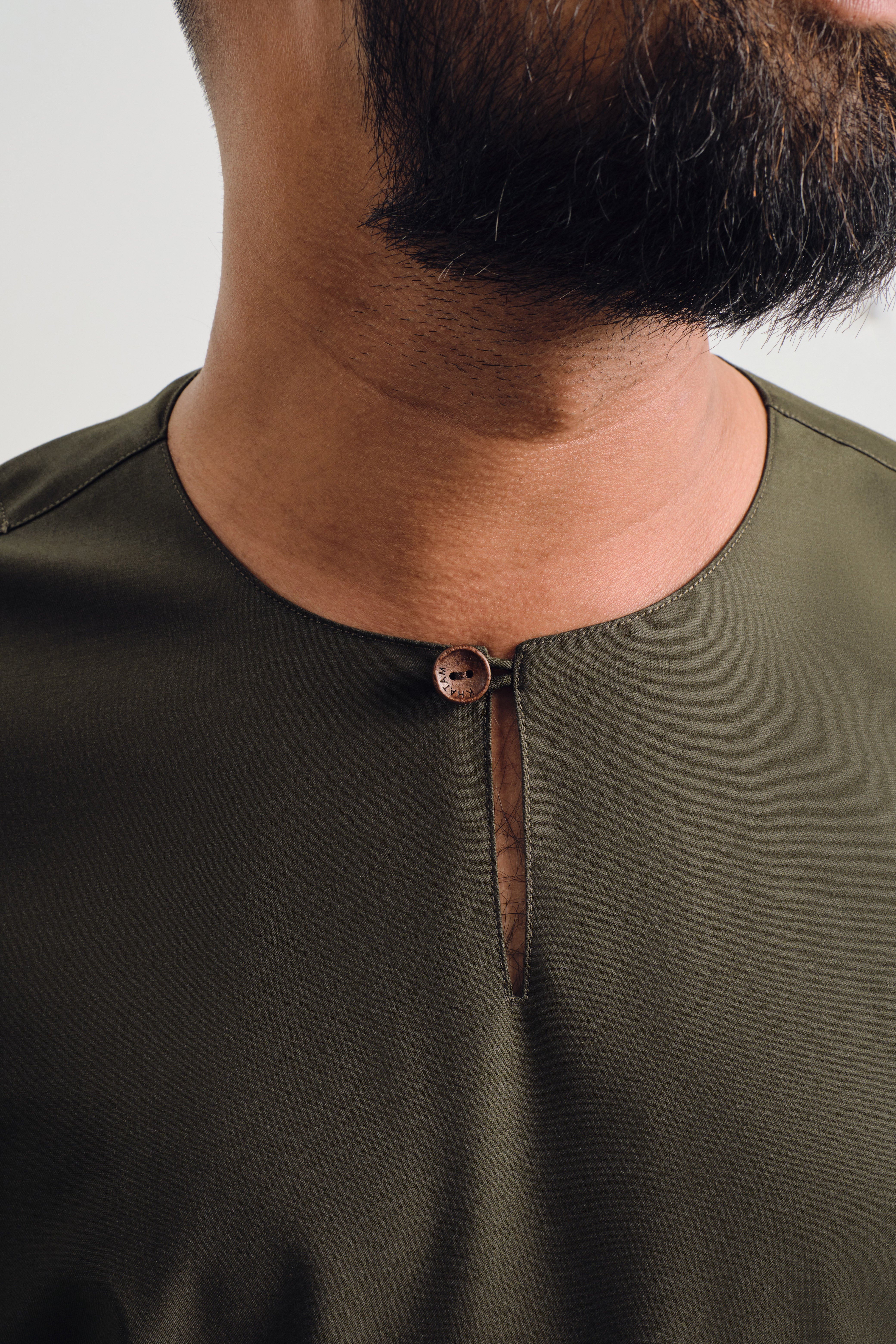 Patawali Three Quarter Sleeve Top - Dark Army Green