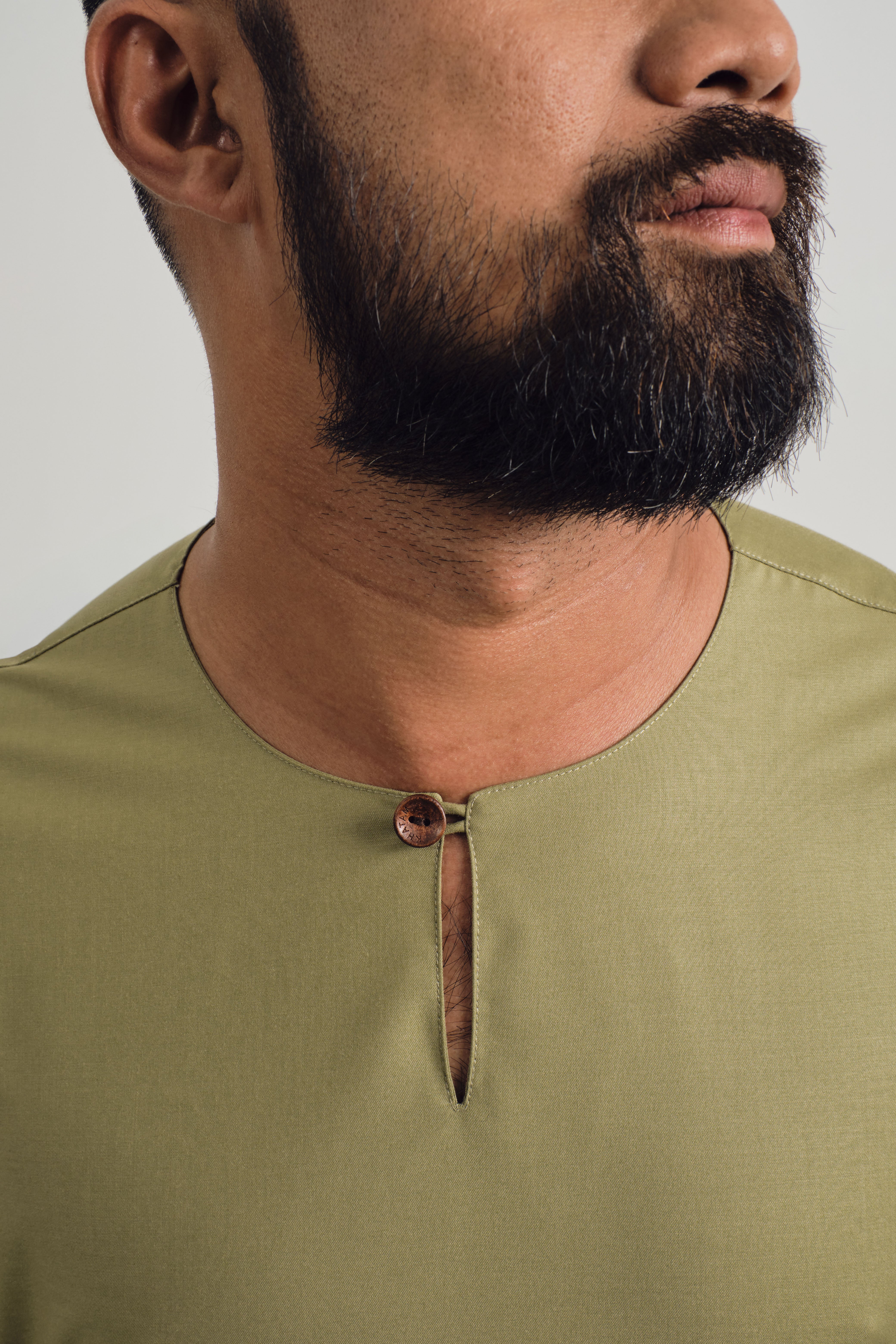 Patawali Three Quarter Sleeve Top - Moss Green