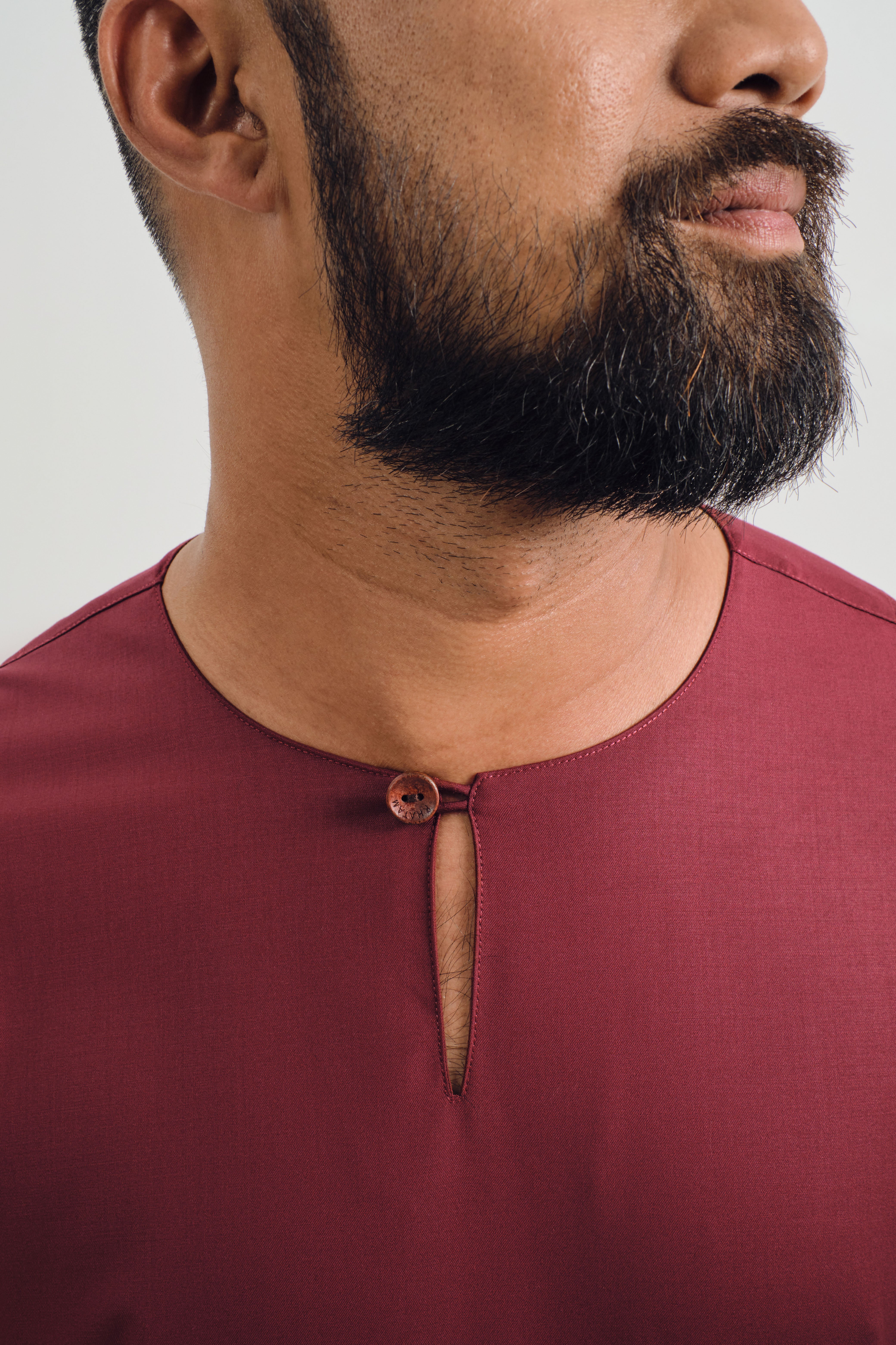 Patawali Three Quarter Sleeve Top - Mahogany Red