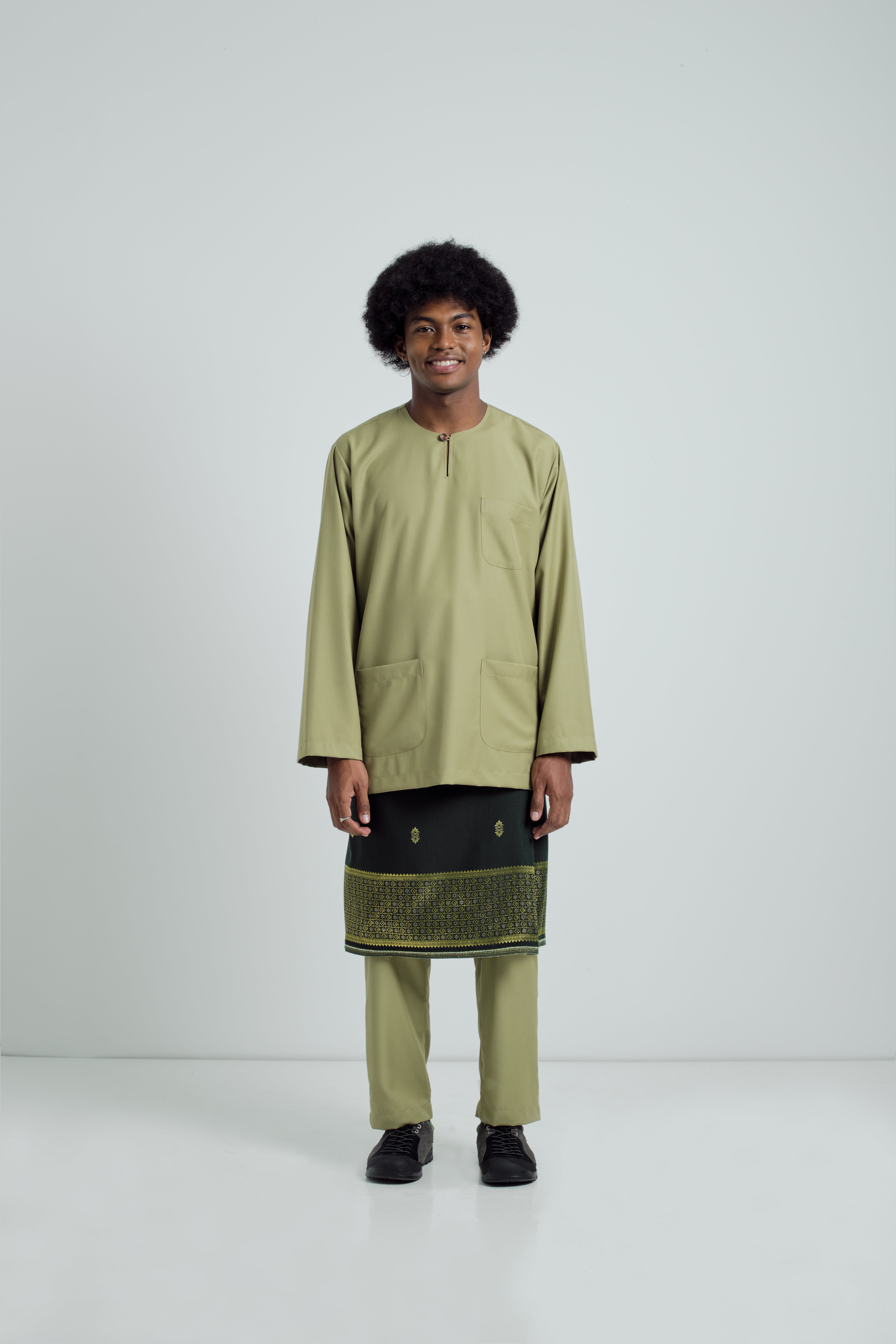 Patawali Classic Fit Baju Melayu Teluk Belanga - Sage Green