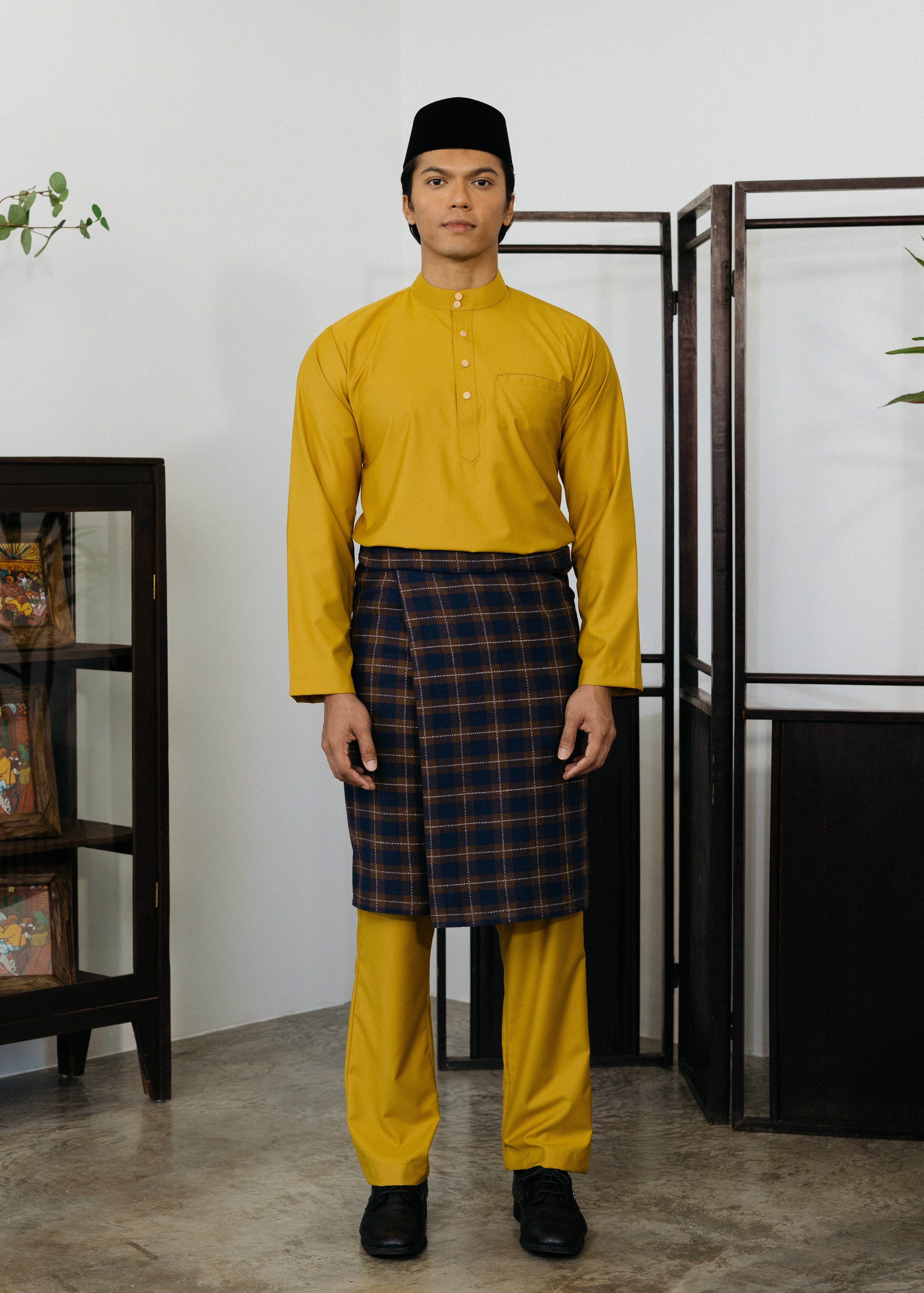 Patawali Baju Melayu Cekak Musang Honey Yellow 