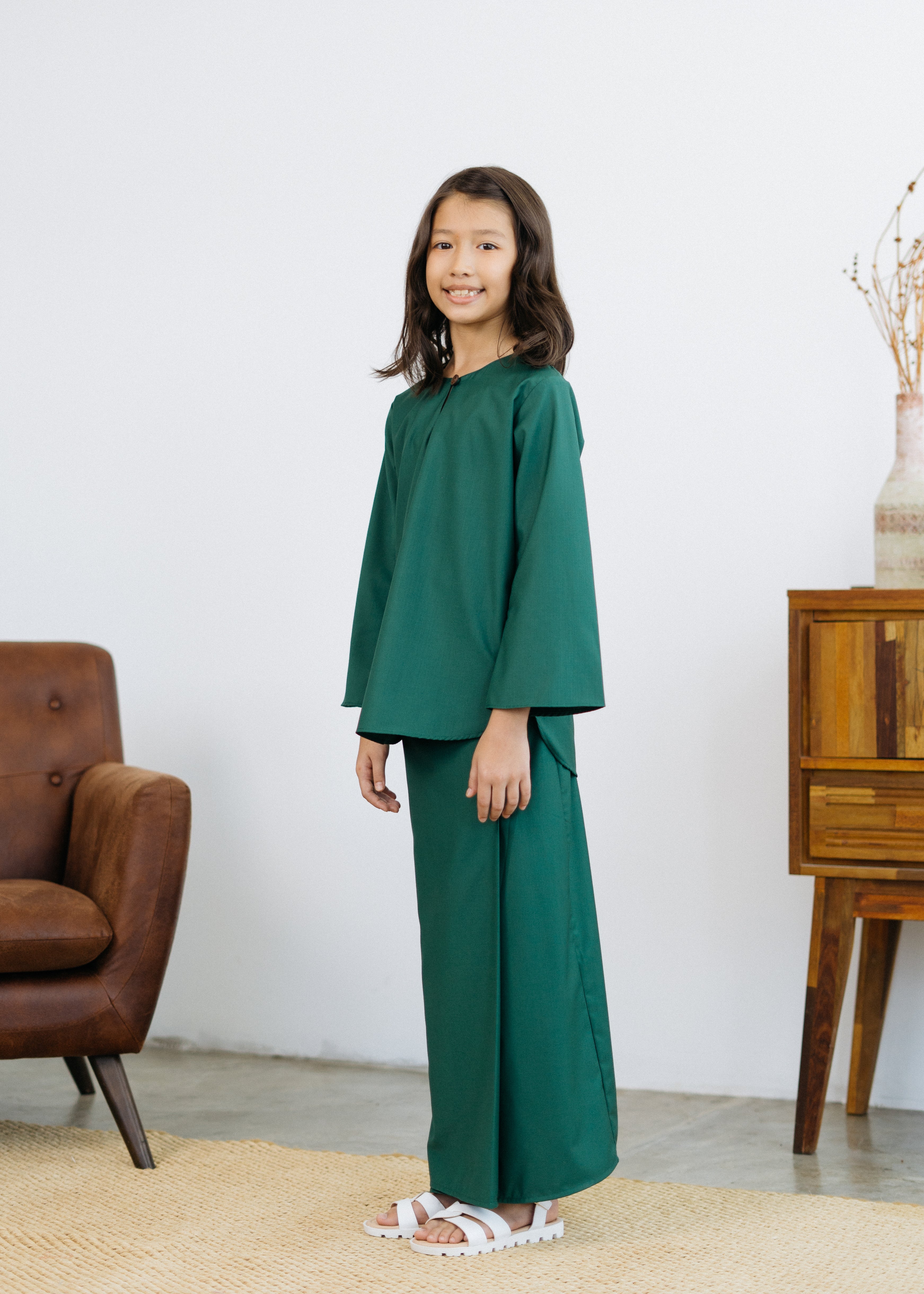 Patawali Girls Baju Kurung - Emerald Green