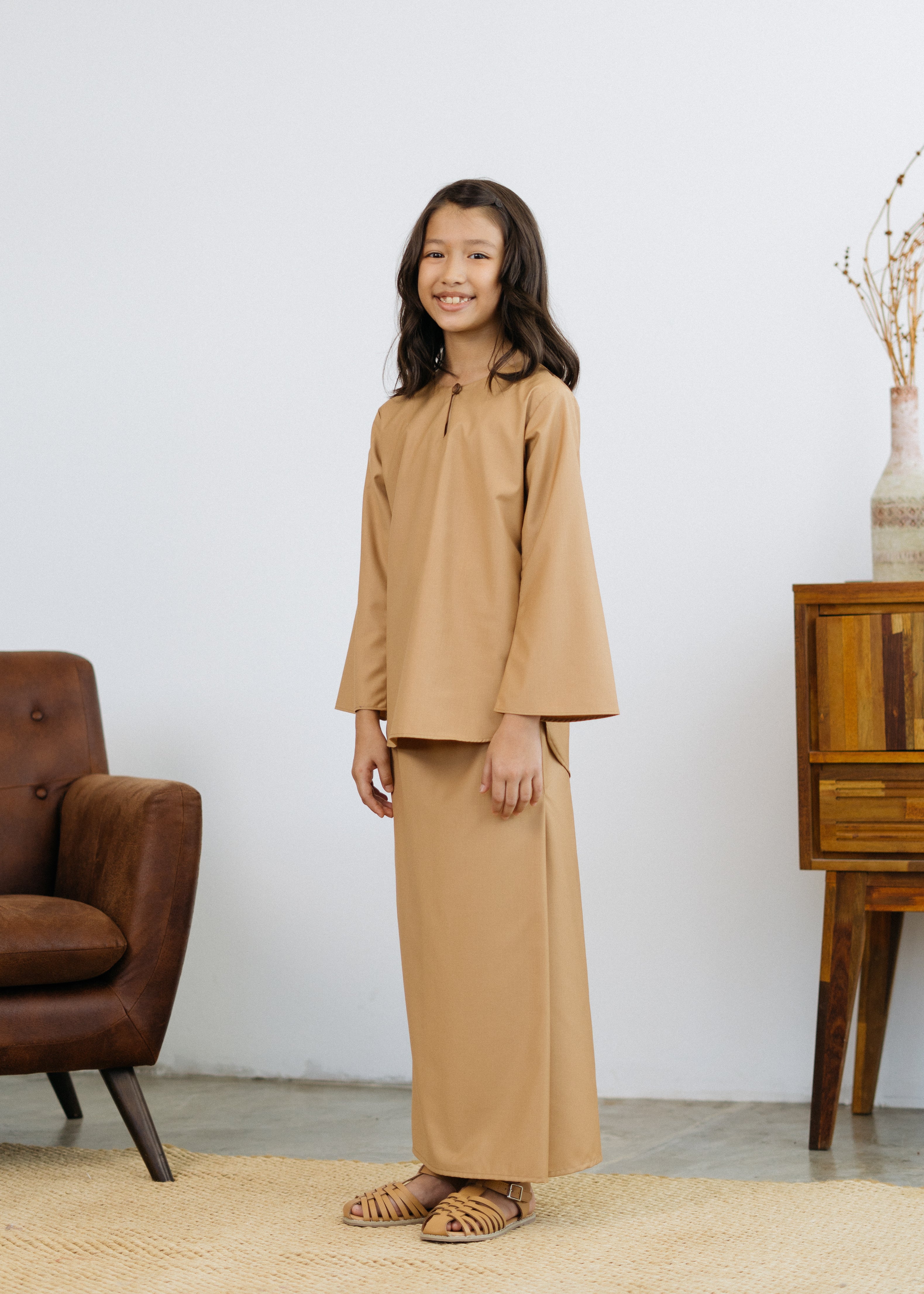 Patawali Girls Baju Kurung - Tan Brown