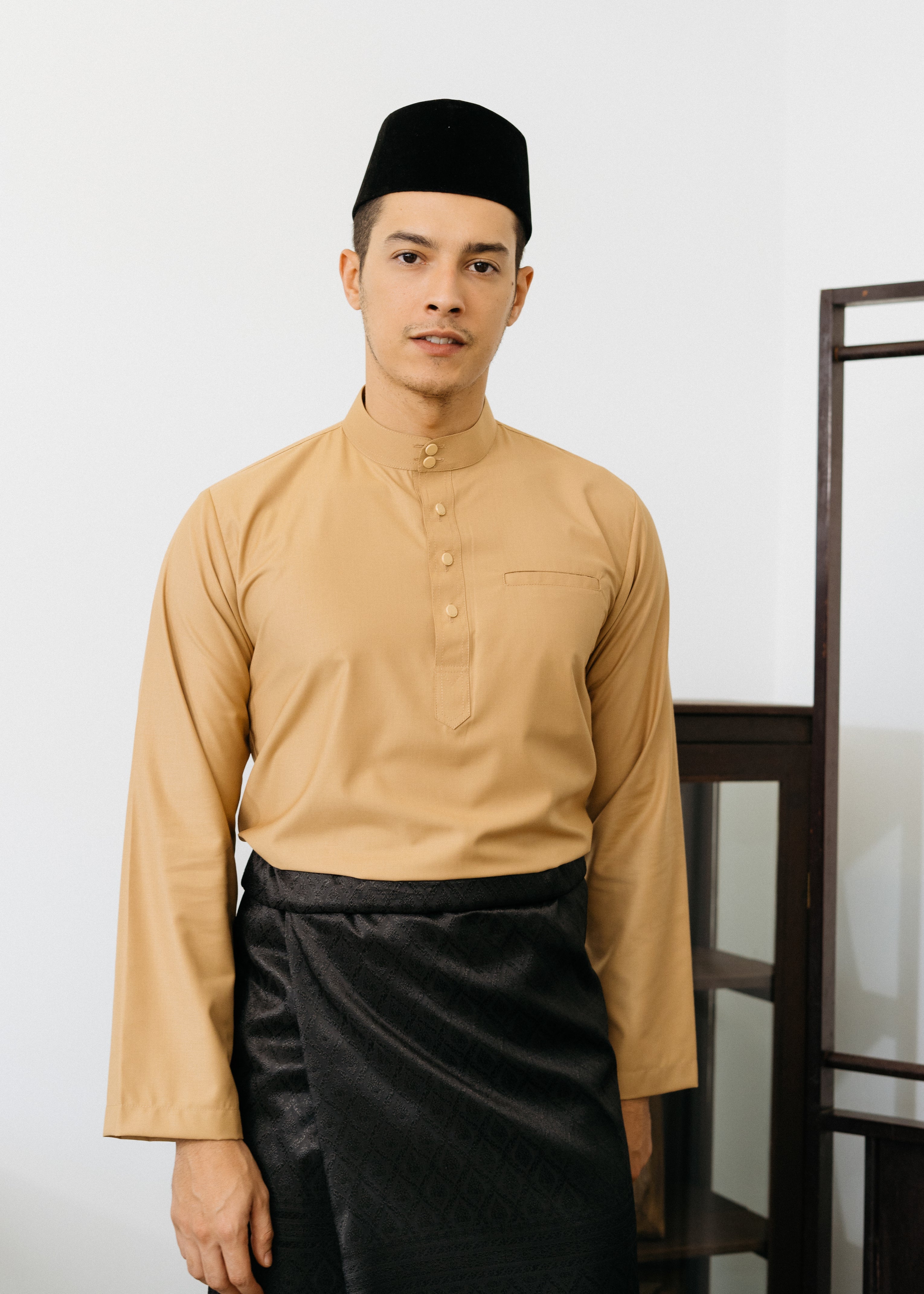 Patawali Baju Melayu Cekak Musang - Tan Brown