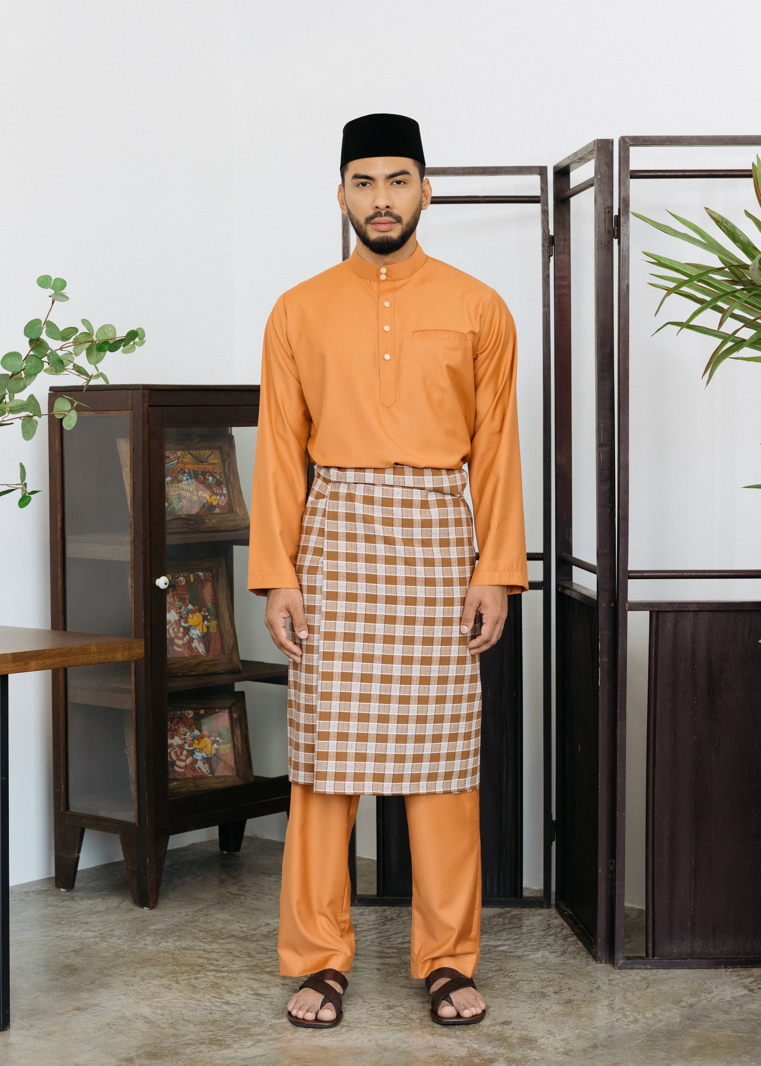 Patawali Baju Melayu Cekak Musang - Copper Brown