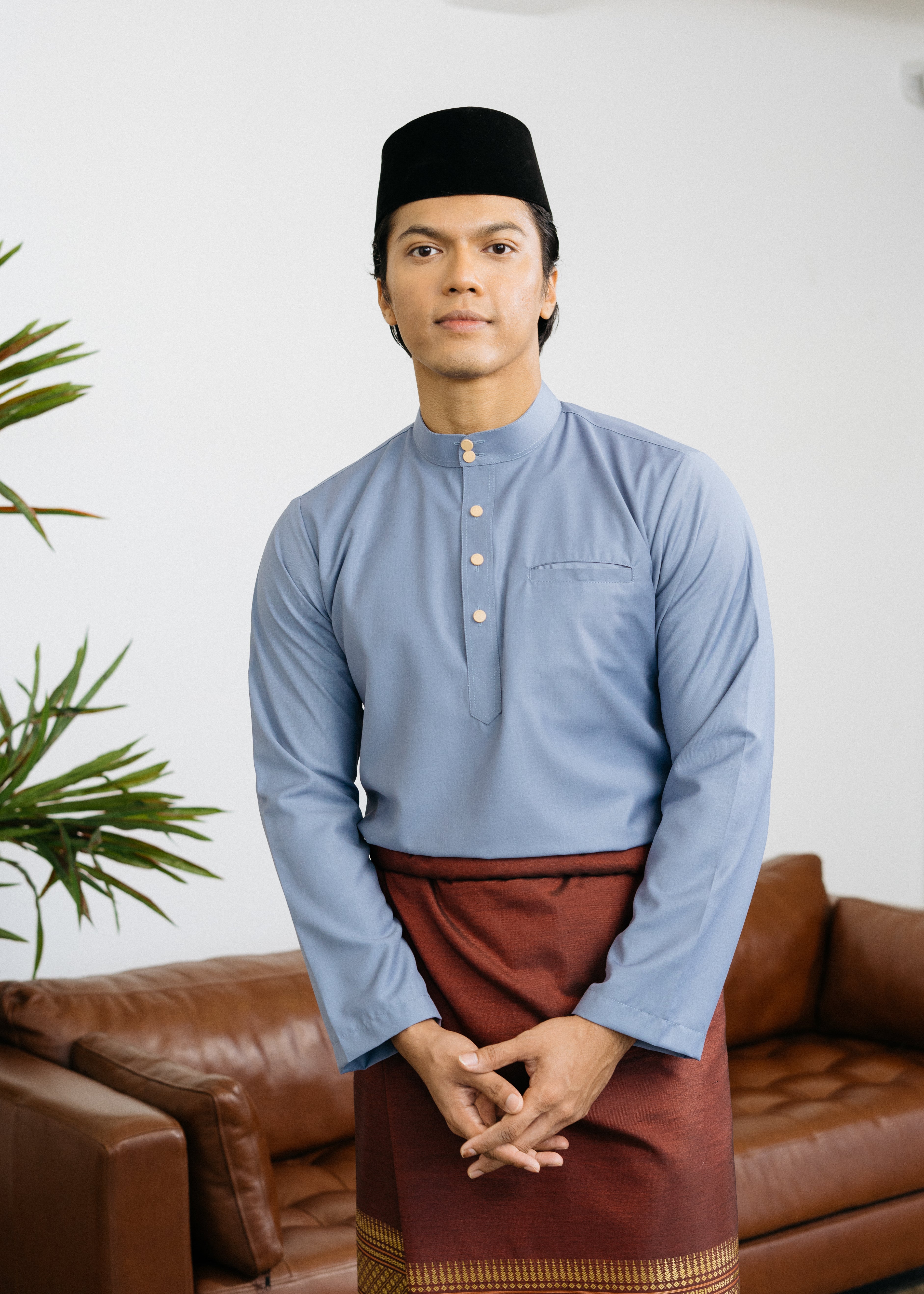 Patawali Baju Melayu Cekak Musang - Steel Grey