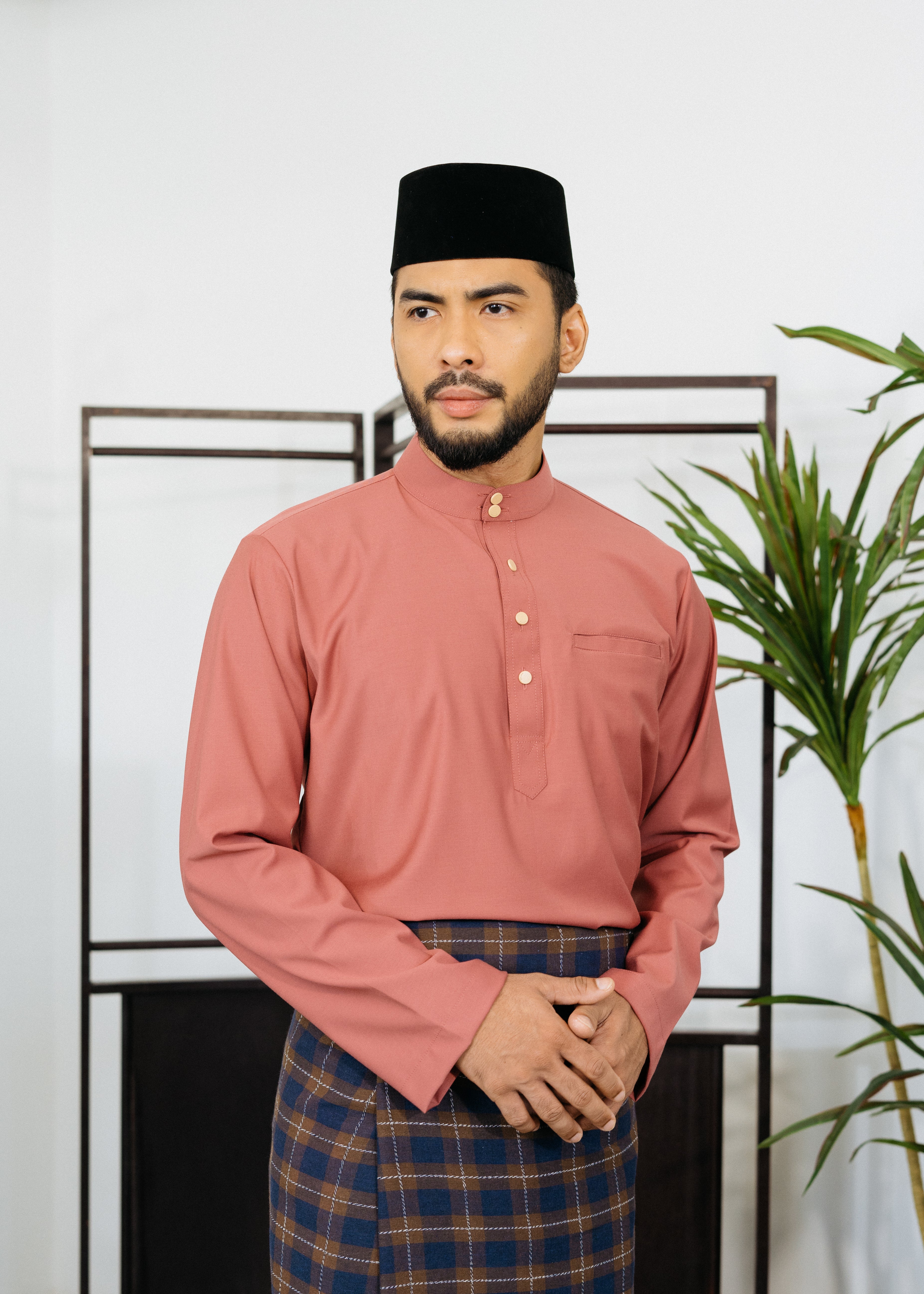 Patawali Baju Melayu Cekak Musang - Rosewood Pink
