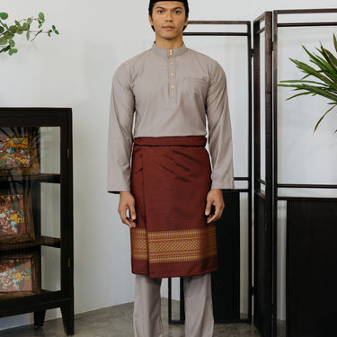 Patawali Baju Melayu Cekak Musang Coin Grey