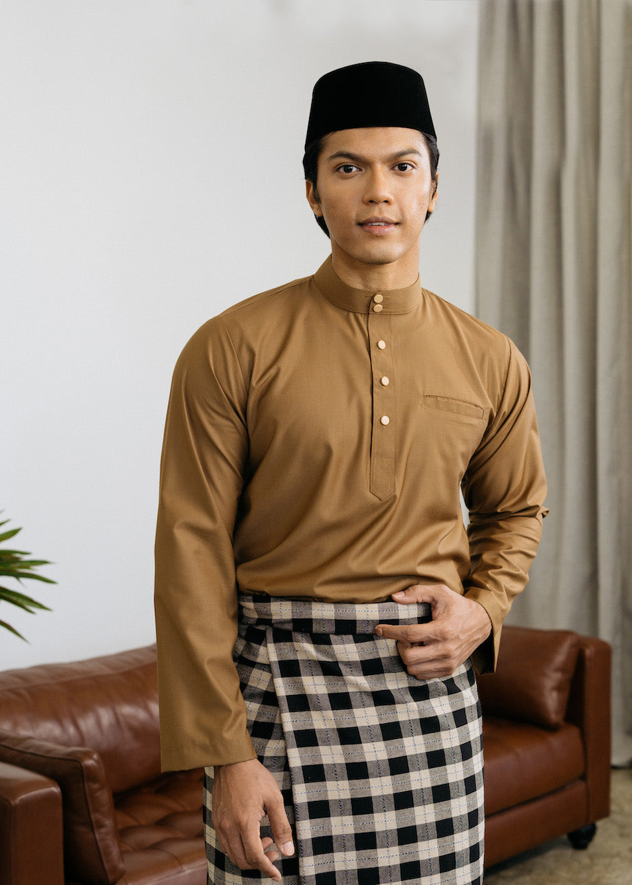 Patawali Baju Melayu Cekak Musang - Coffee Brown