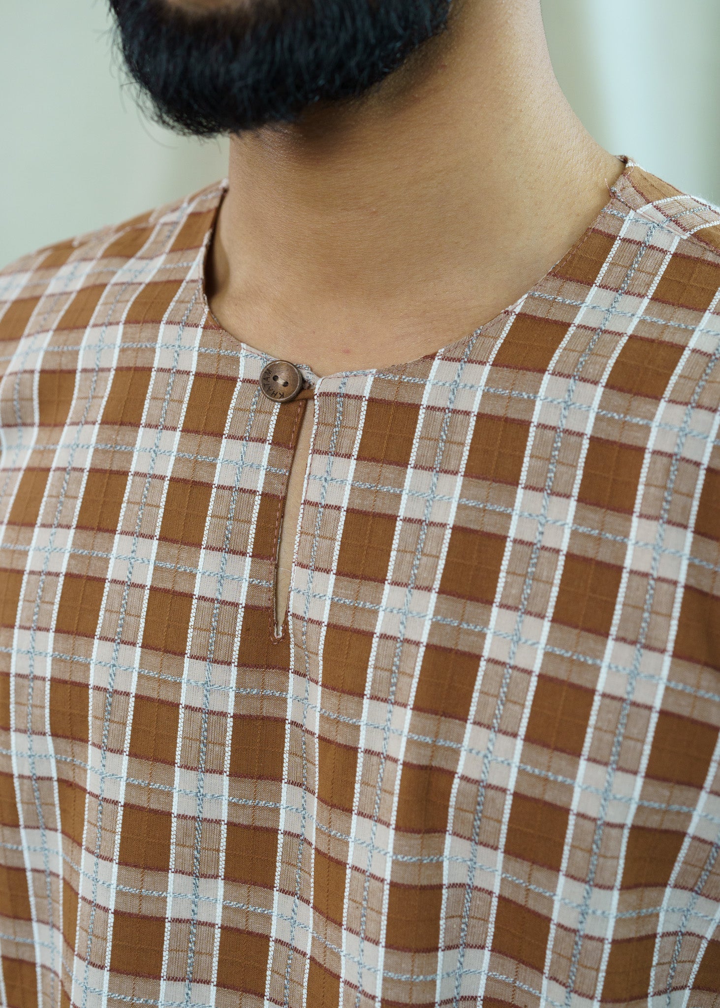 Mansoor Top - Checkered Brown