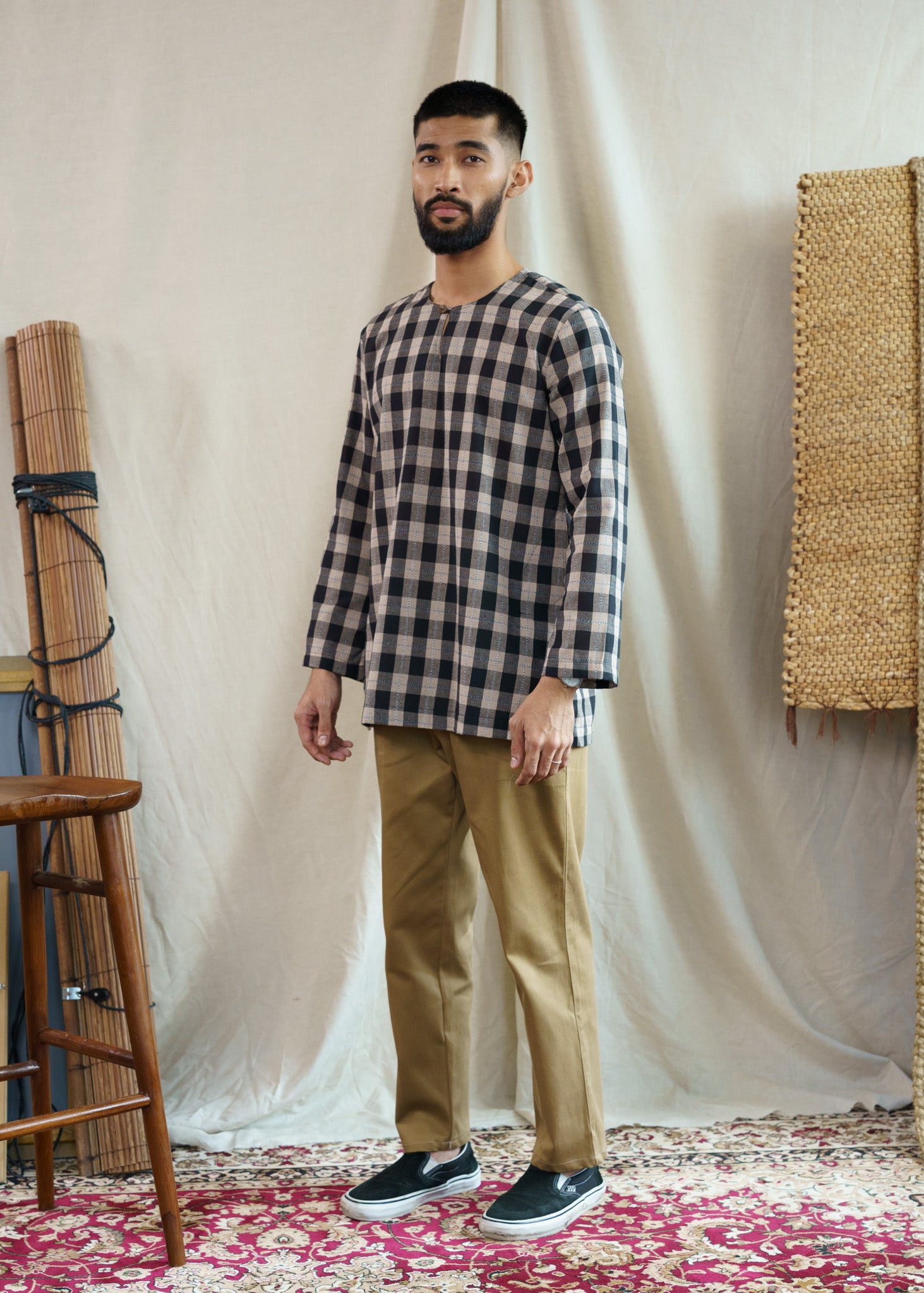 Mansoor Top - Checkered Black