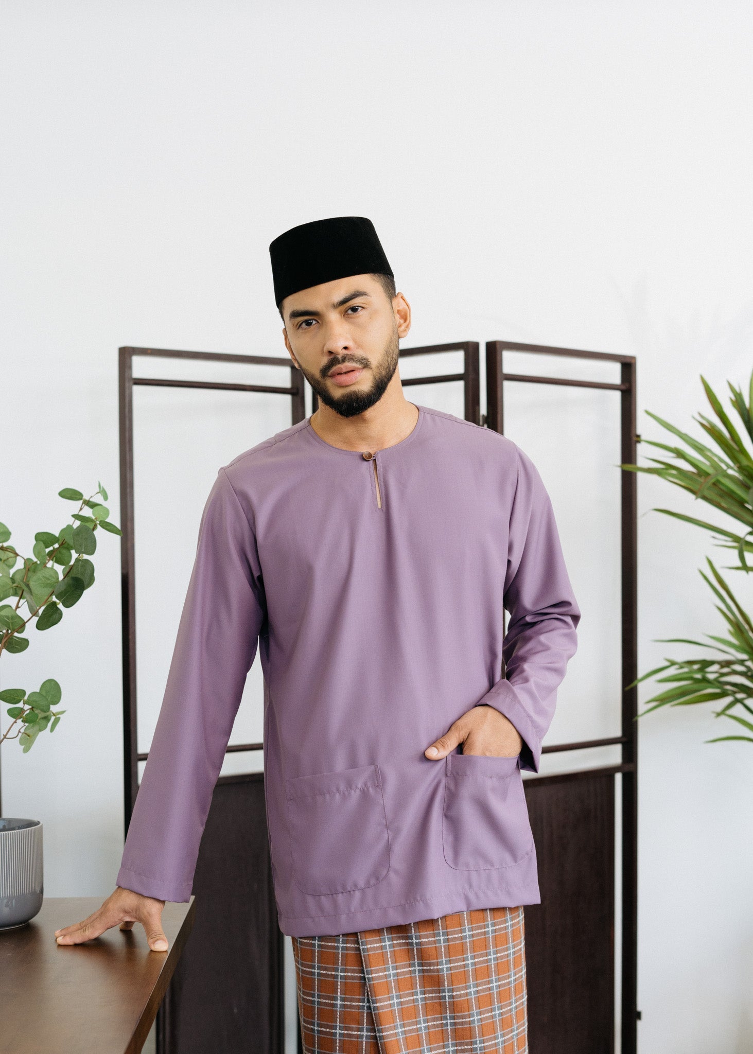 Patawali Baju Melayu Teluk Belanga Dusty Lilac