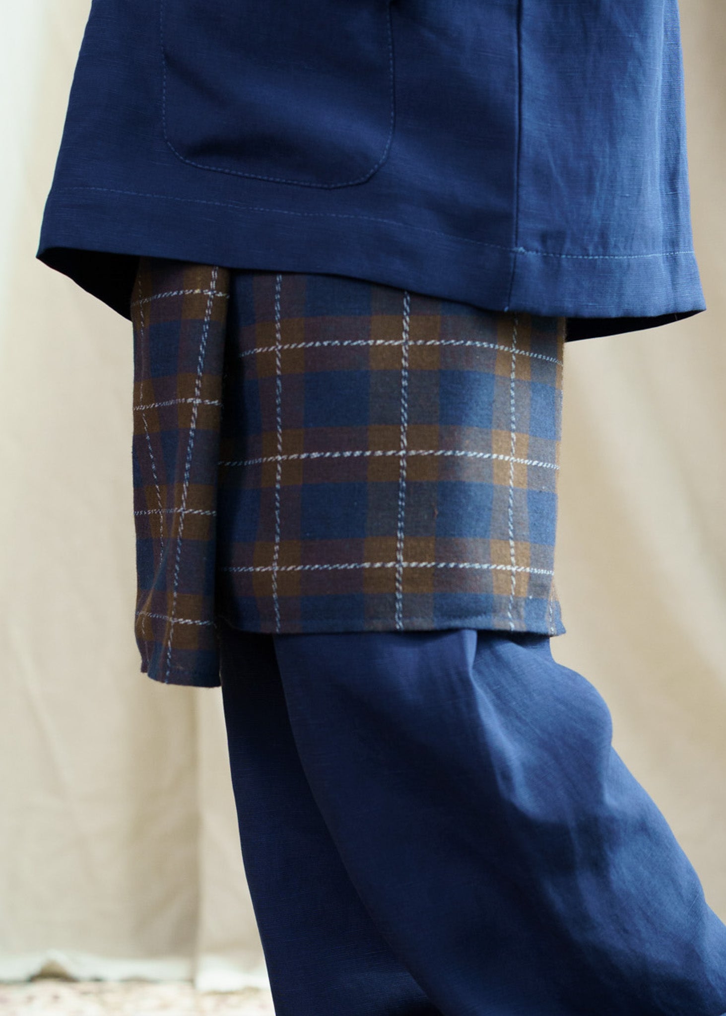 Mansoor Boys Sampin - Checkered Navy