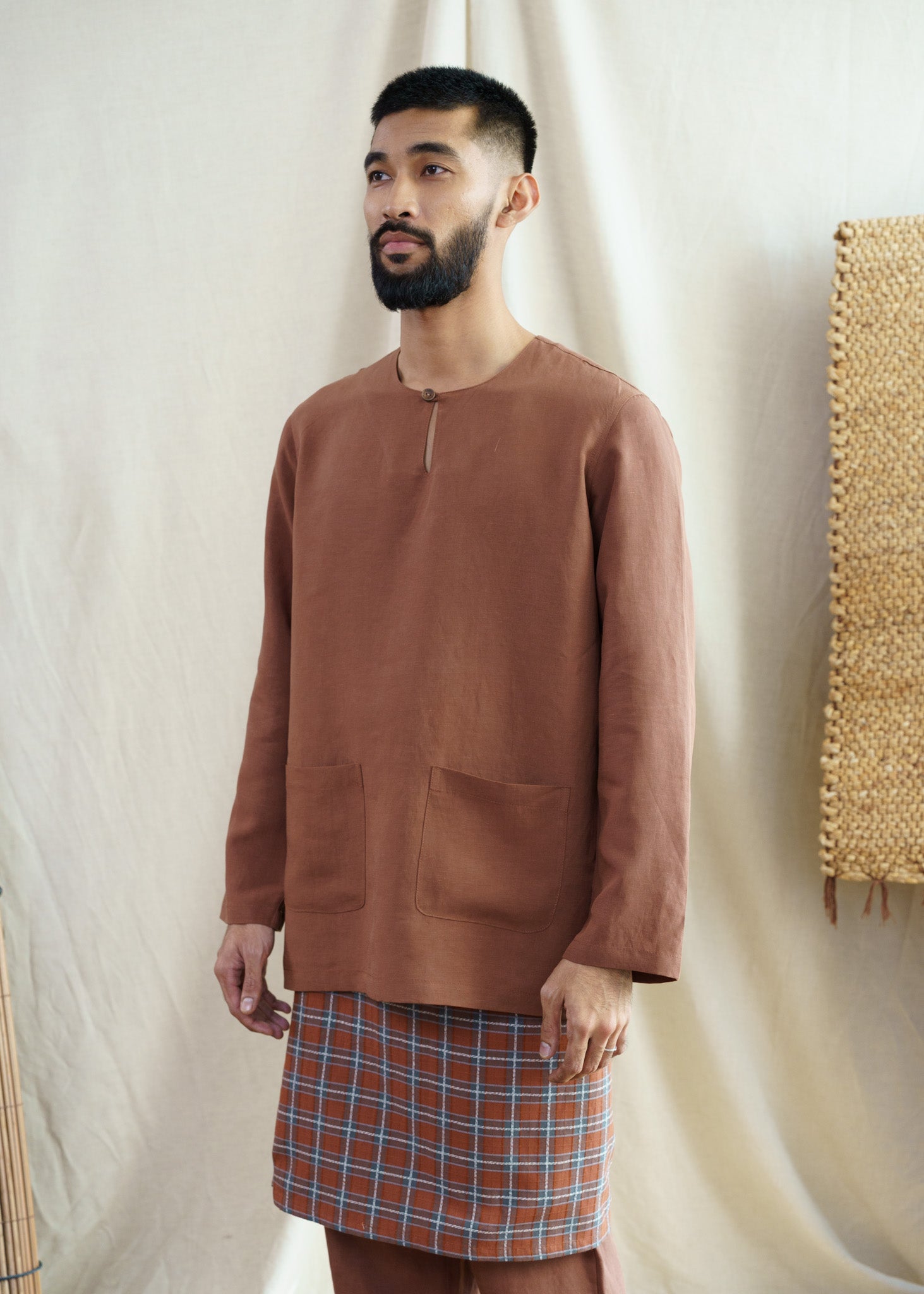 Mansoor Baju Melayu Teluk Belanga - Brown