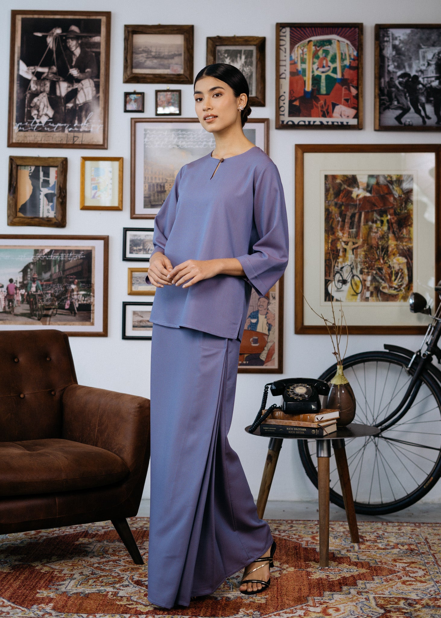 Nadim Women Baju Kurung - Slate Blue
