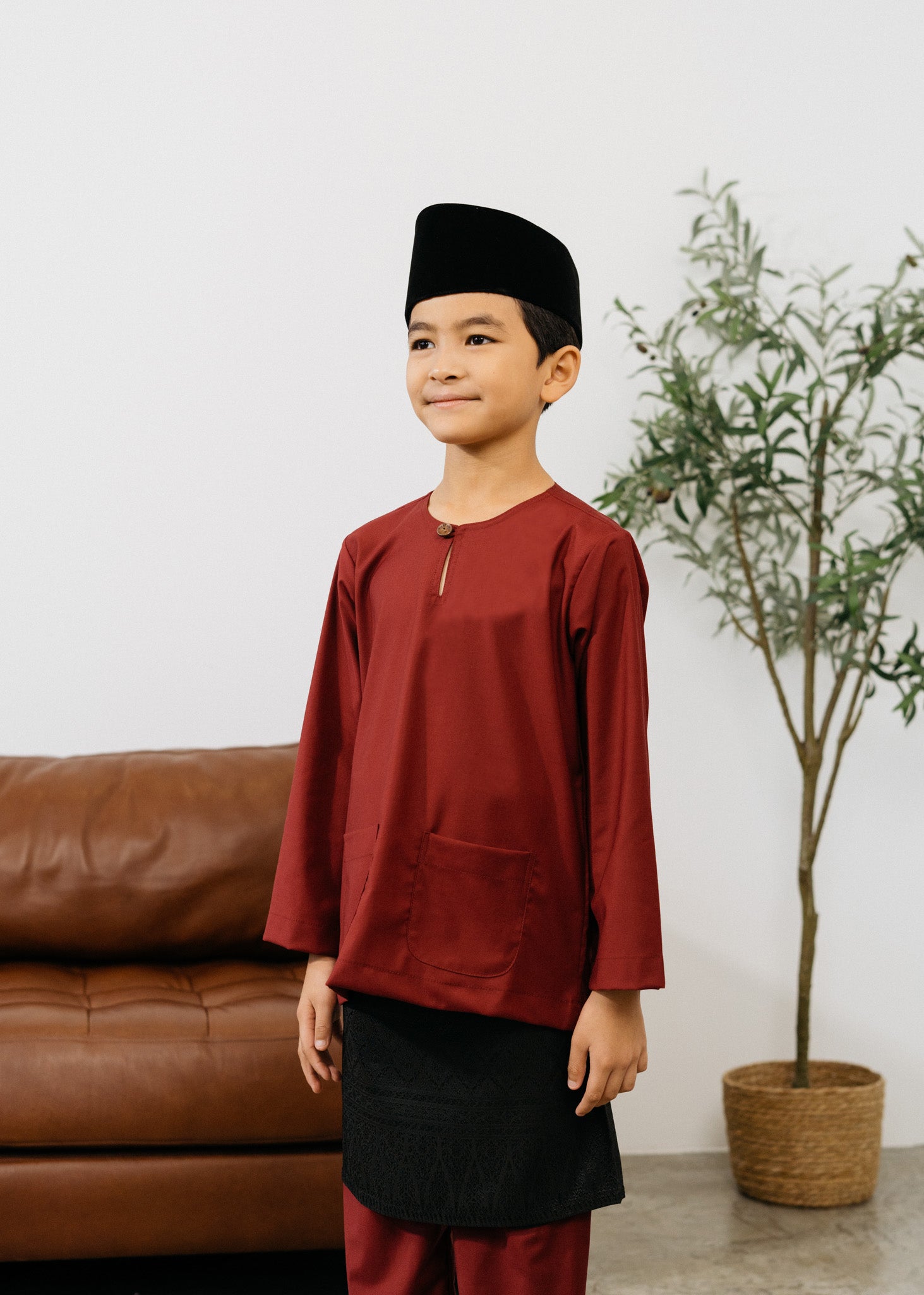 Patawali Boys Baju Melayu Teluk Belanga - Mahogany Red