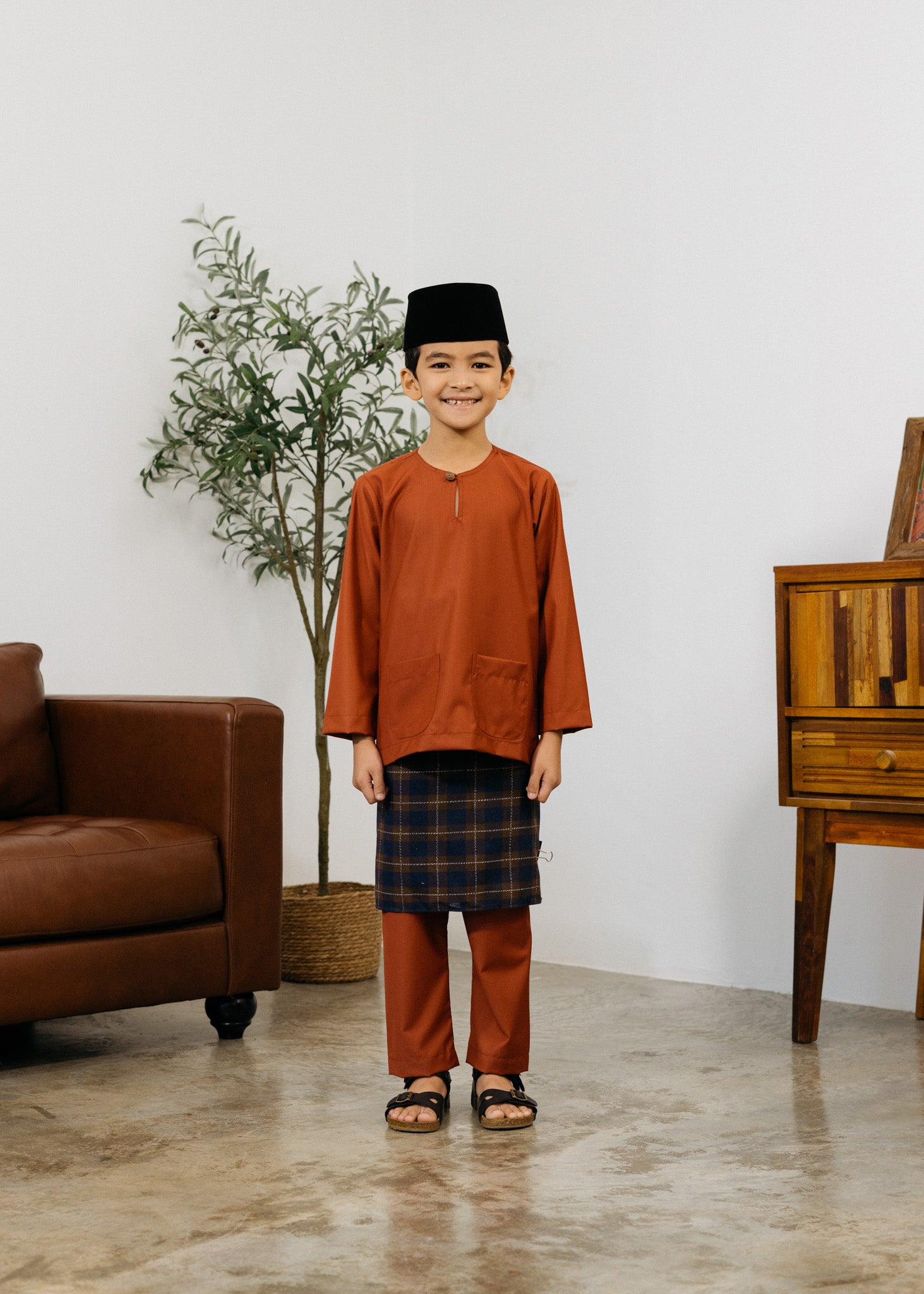 Patawali Boys Baju Melayu Teluk Belanga - Brick Red