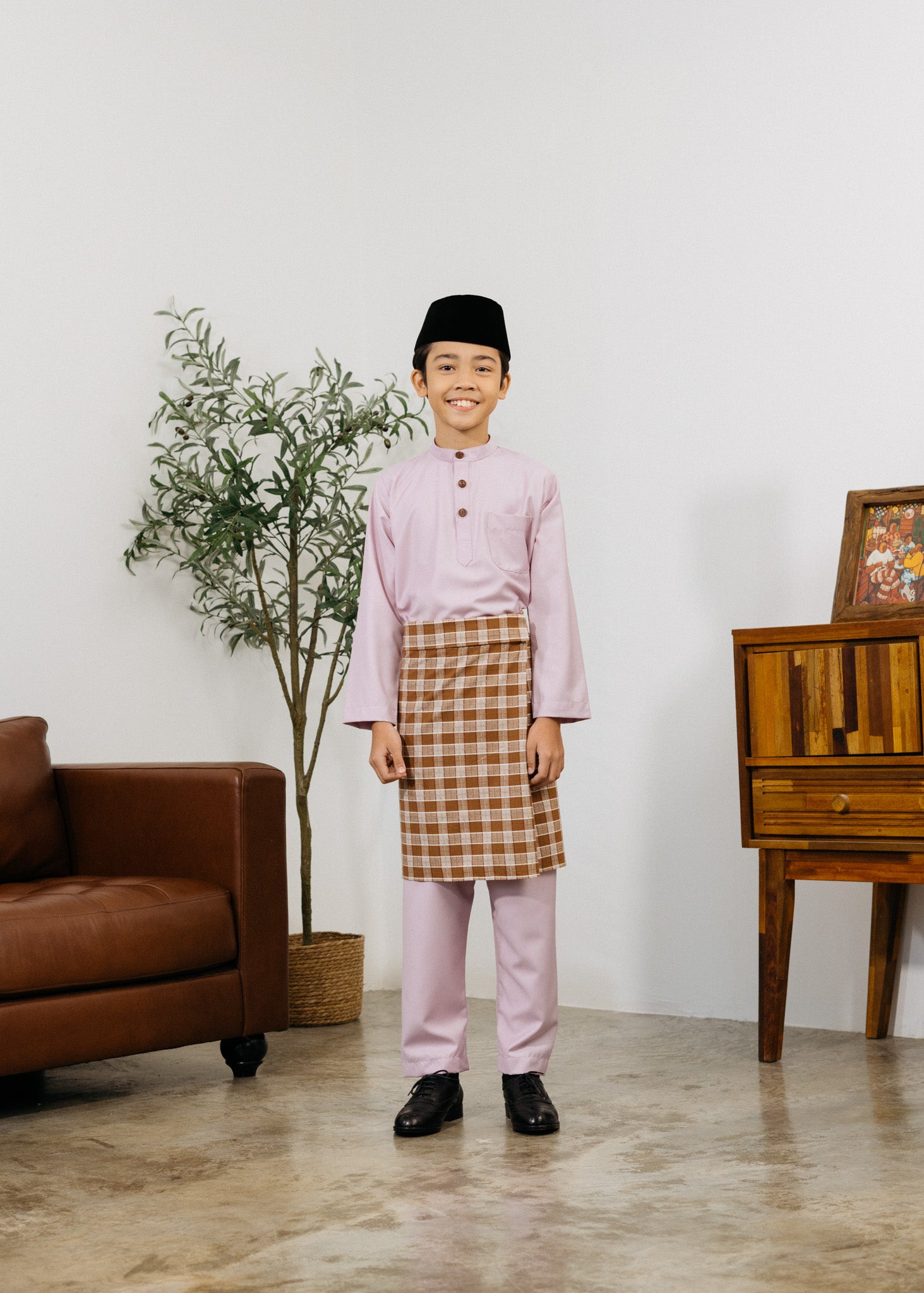 Patawali Boys Baju Melayu Cekak Musang - Thistle Purple