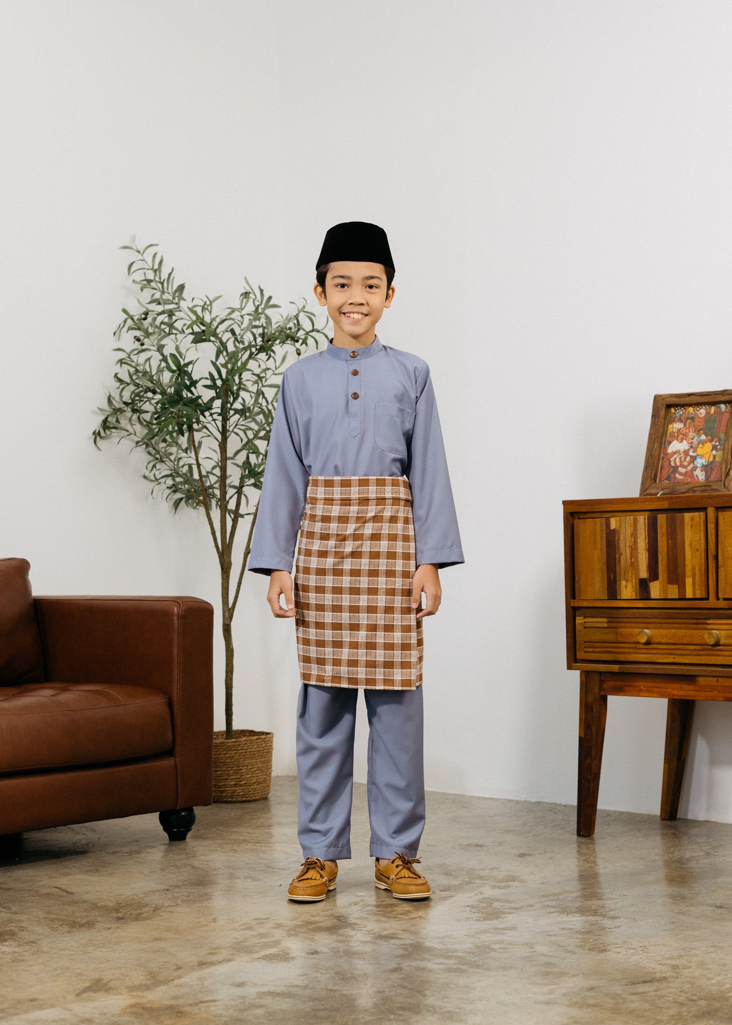 Patawali Boys Baju Melayu Cekak Musang - Steel Grey