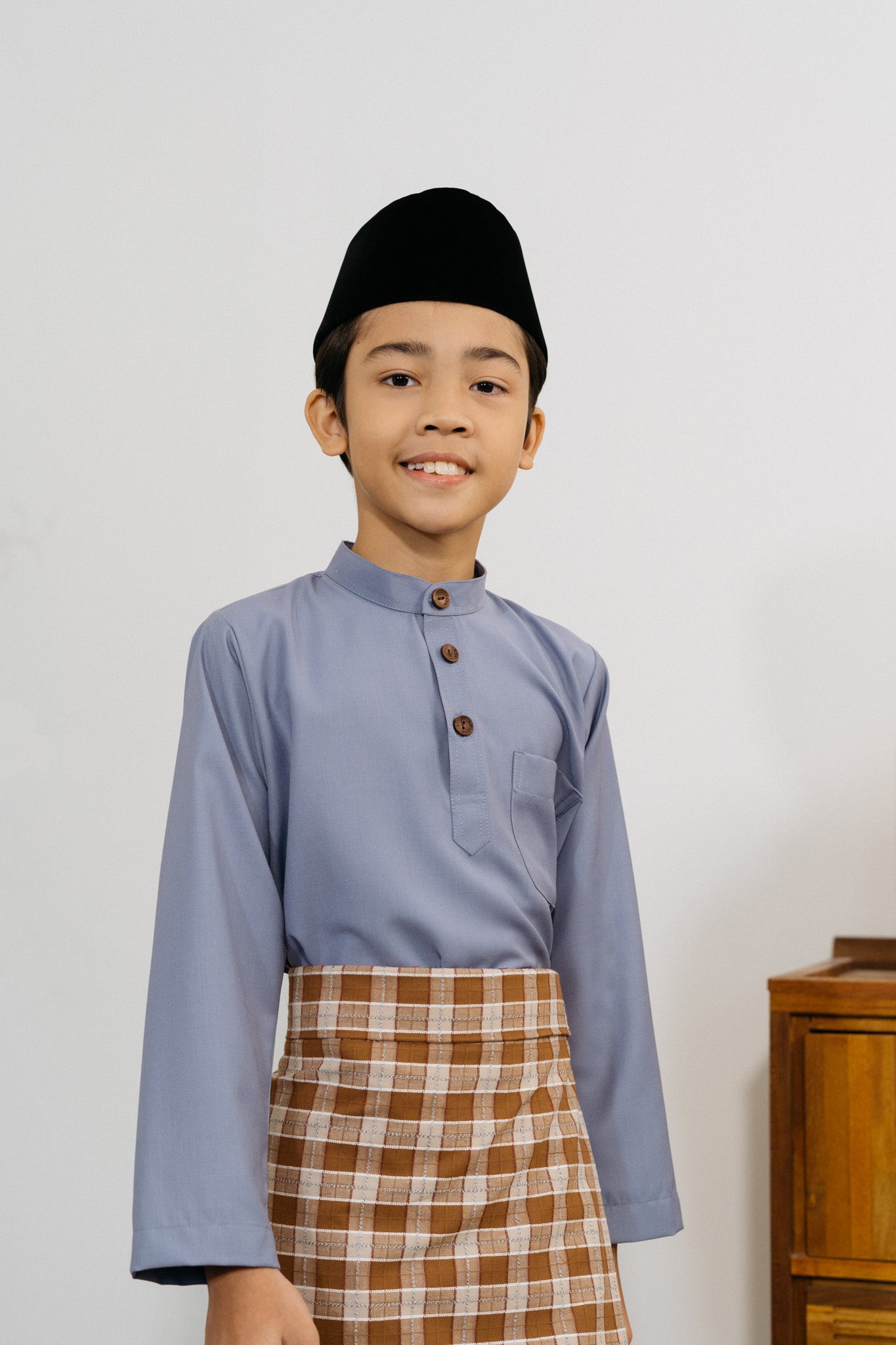 Patawali Boys Baju Melayu Cekak Musang - Steel Grey
