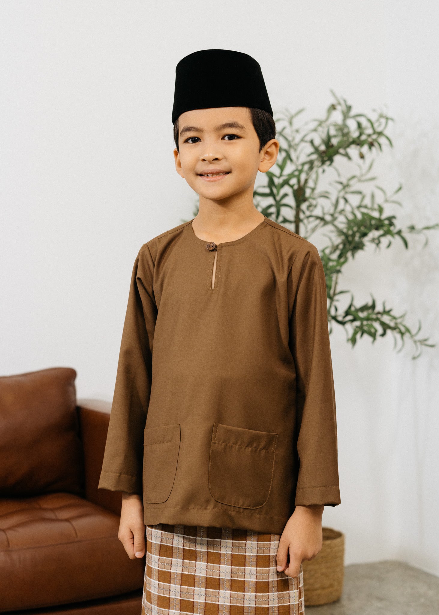 Patawali Boys Baju Melayu Teluk Belanga - Dark Brown