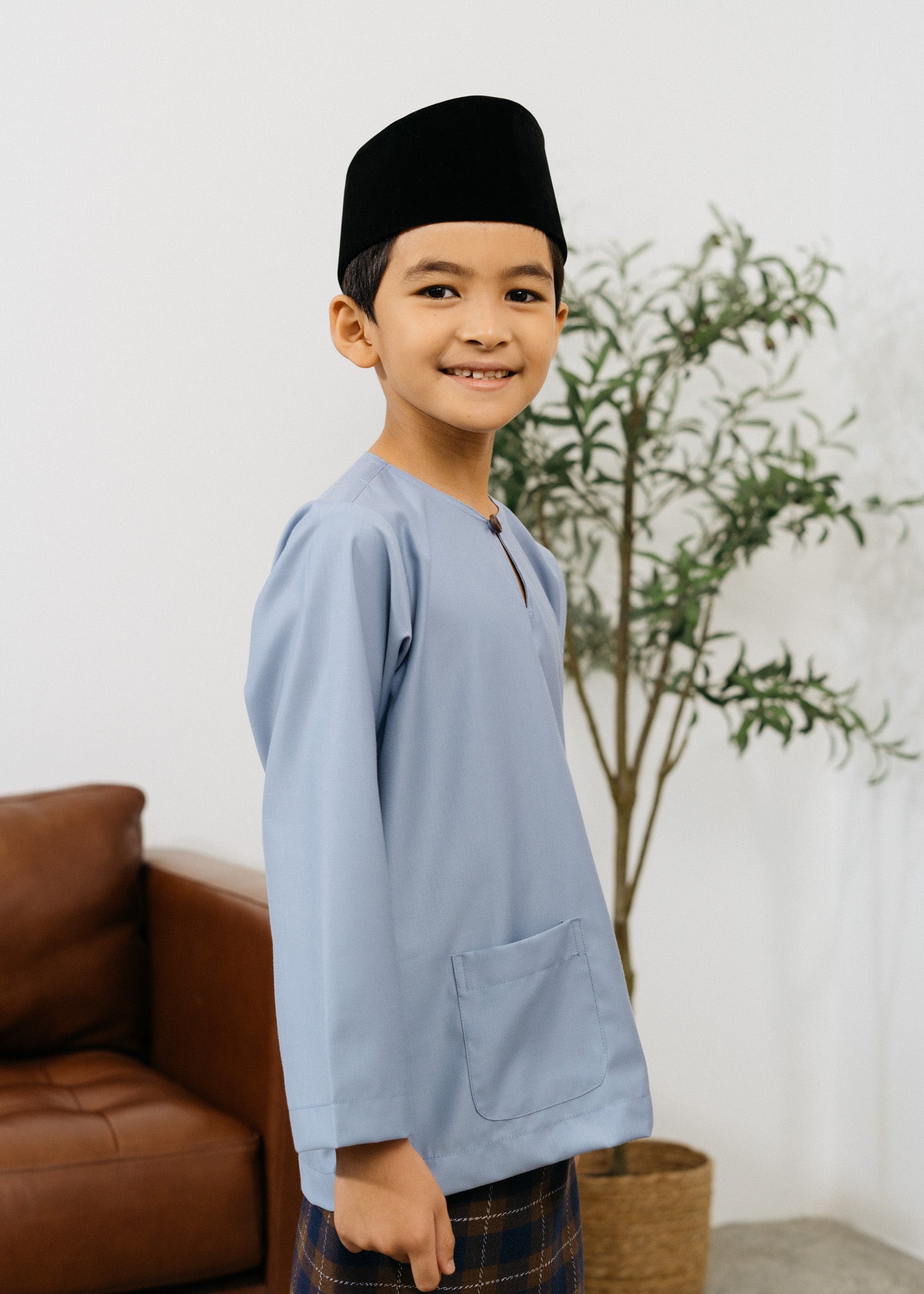 Patawali Boys Baju Melayu Teluk Belanga - Pewter Grey