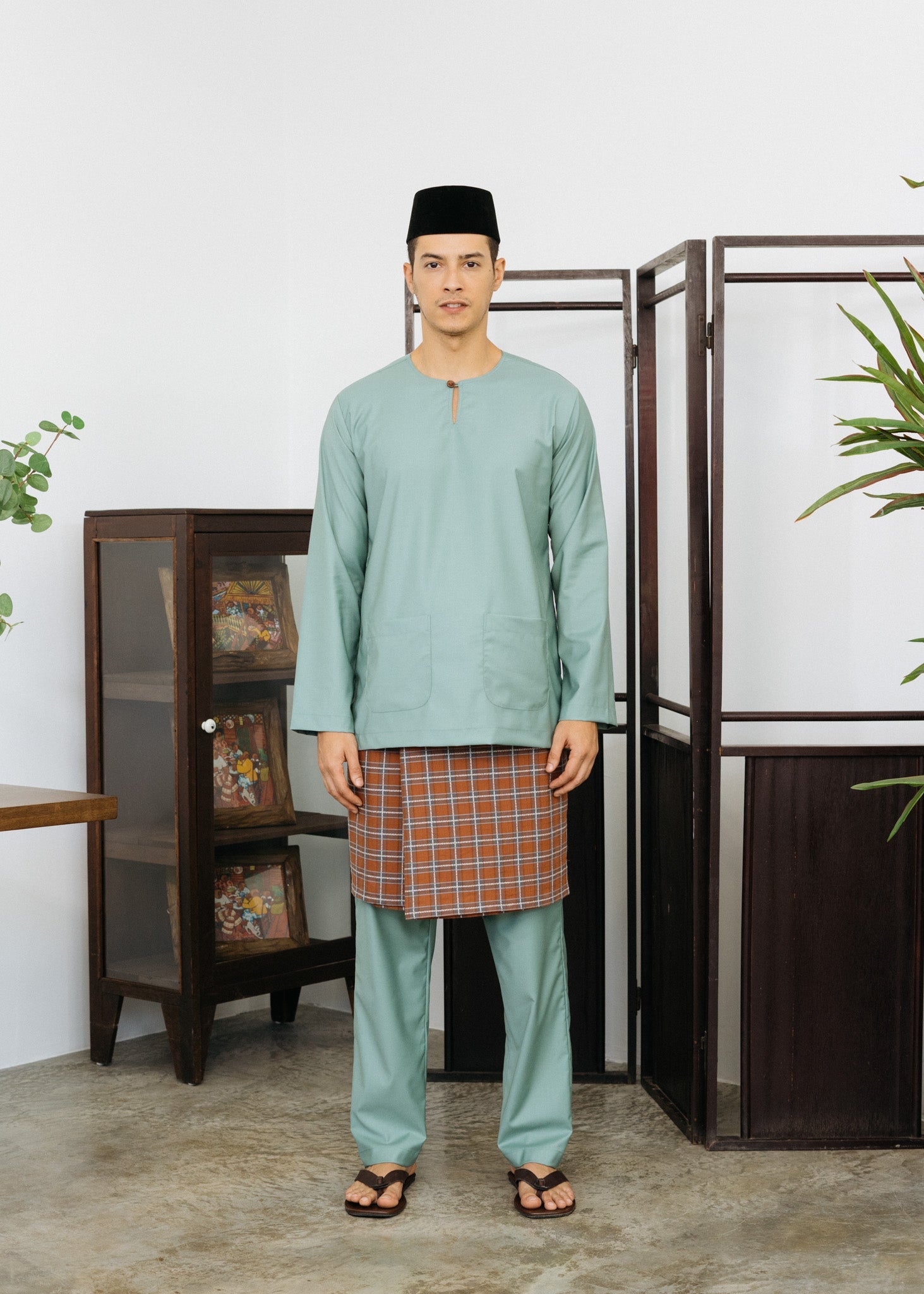Patawali Baju Melayu Teluk Belanga - Soft Teal Green