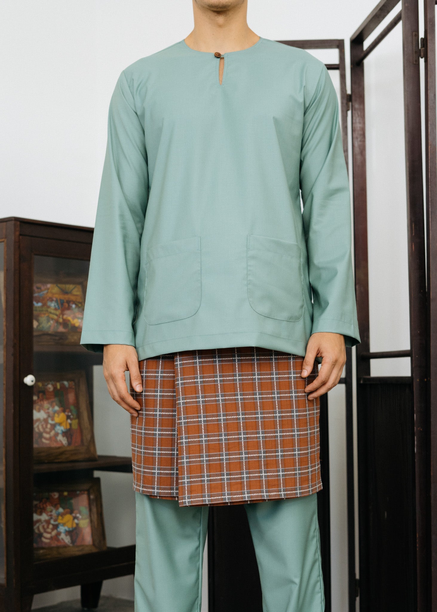 Patawali Baju Melayu Teluk Belanga - Soft Teal Green