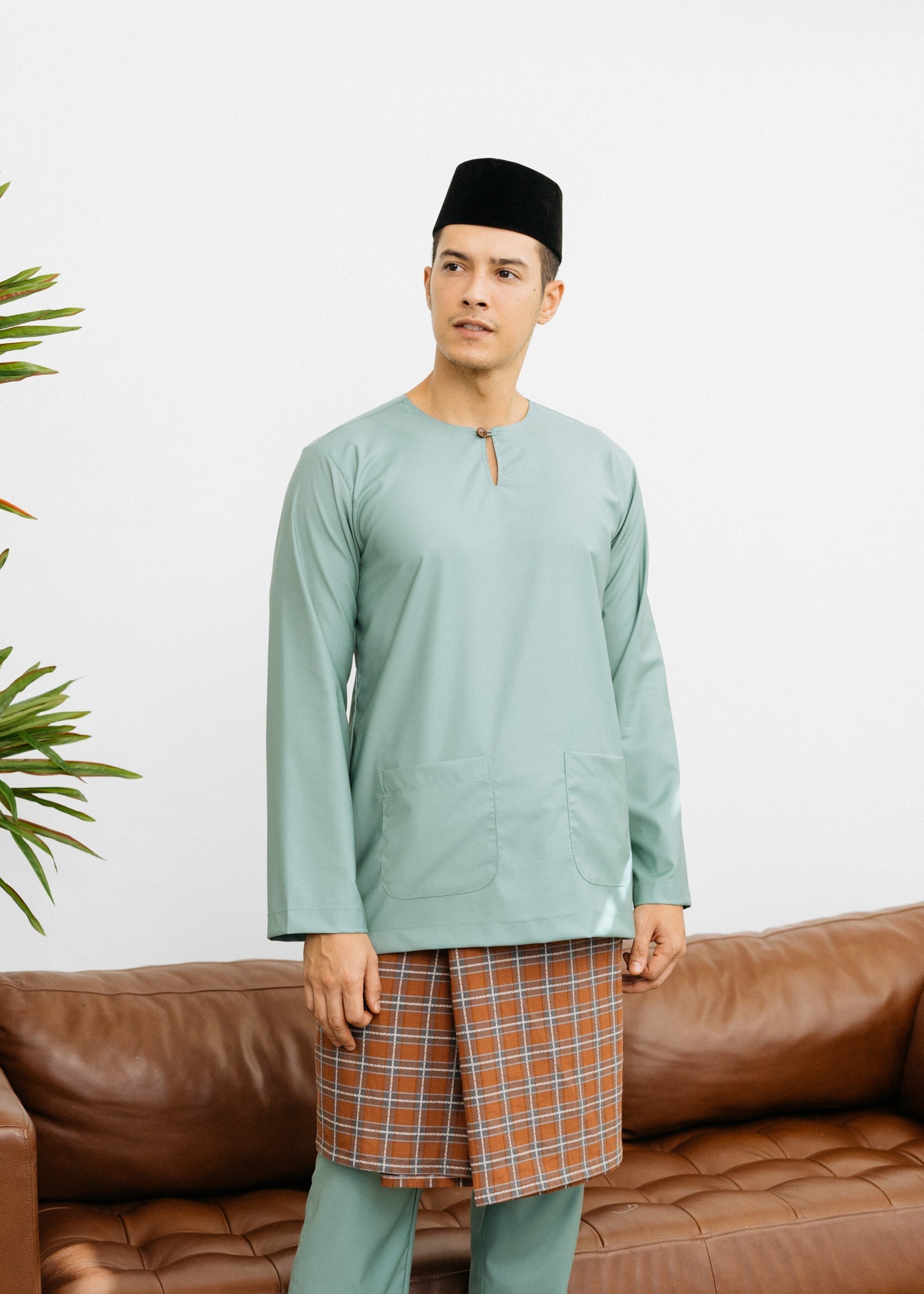Patawali Baju Melayu Teluk Belanga - Soft Teal Green