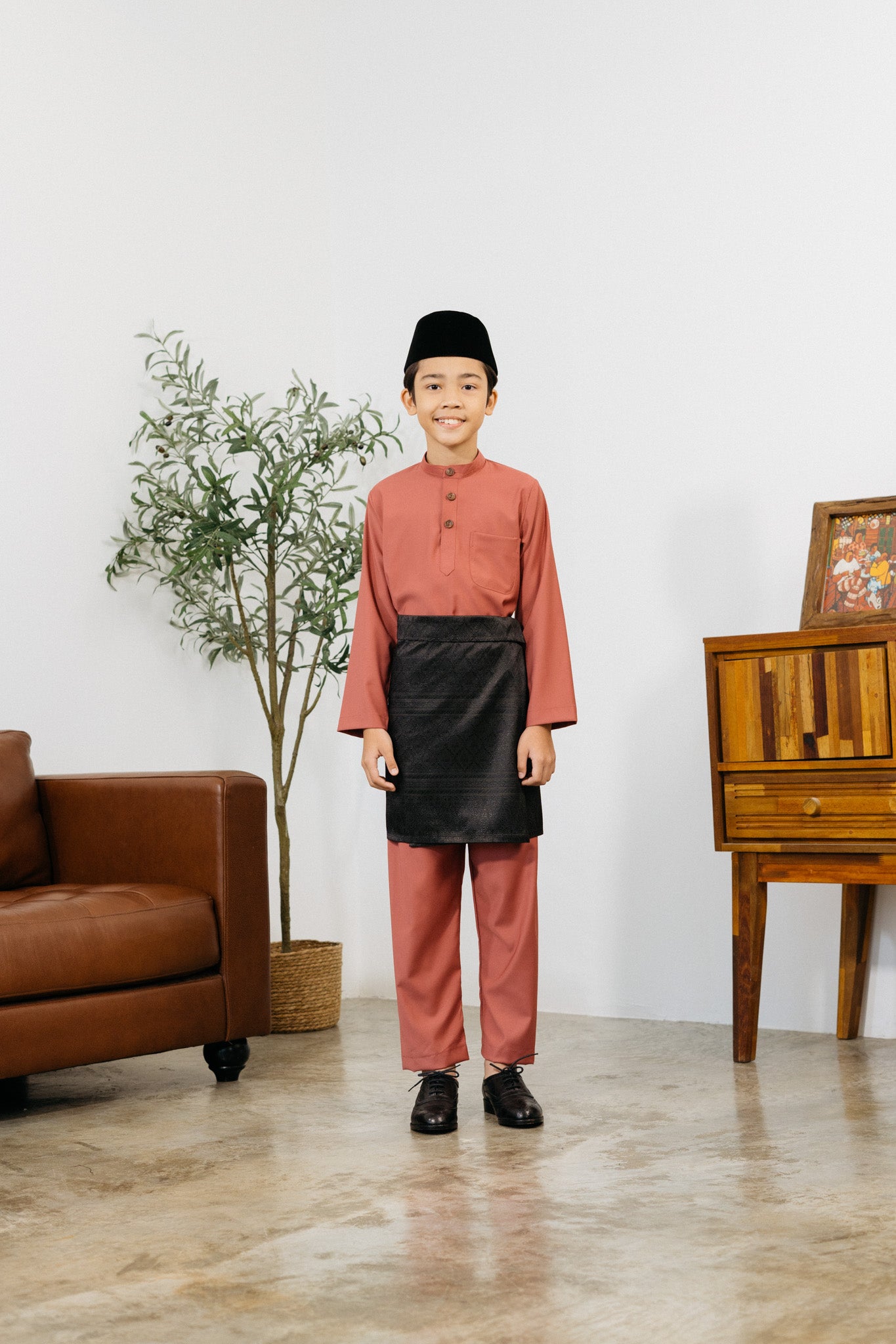 Patawali Boys Baju Melayu Cekak Musang - Rosewood Pink
